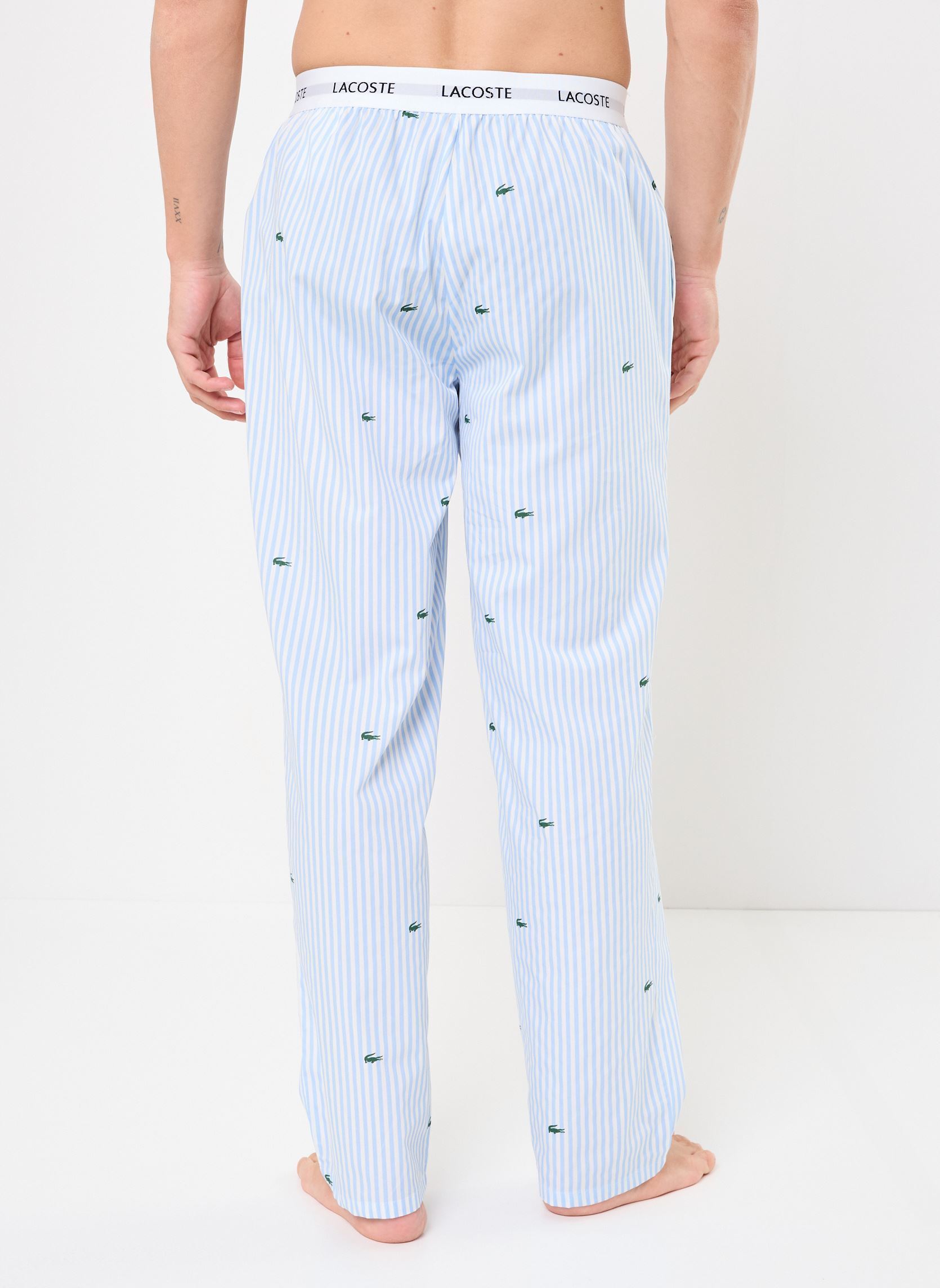 Joggings Pantalon pyjama Lacoste 3H2263 homme bleu Lacoste Joggings Pantalon pyjama Lacoste 3H2263 homme bleu PANORAMA/BLANC-VERT