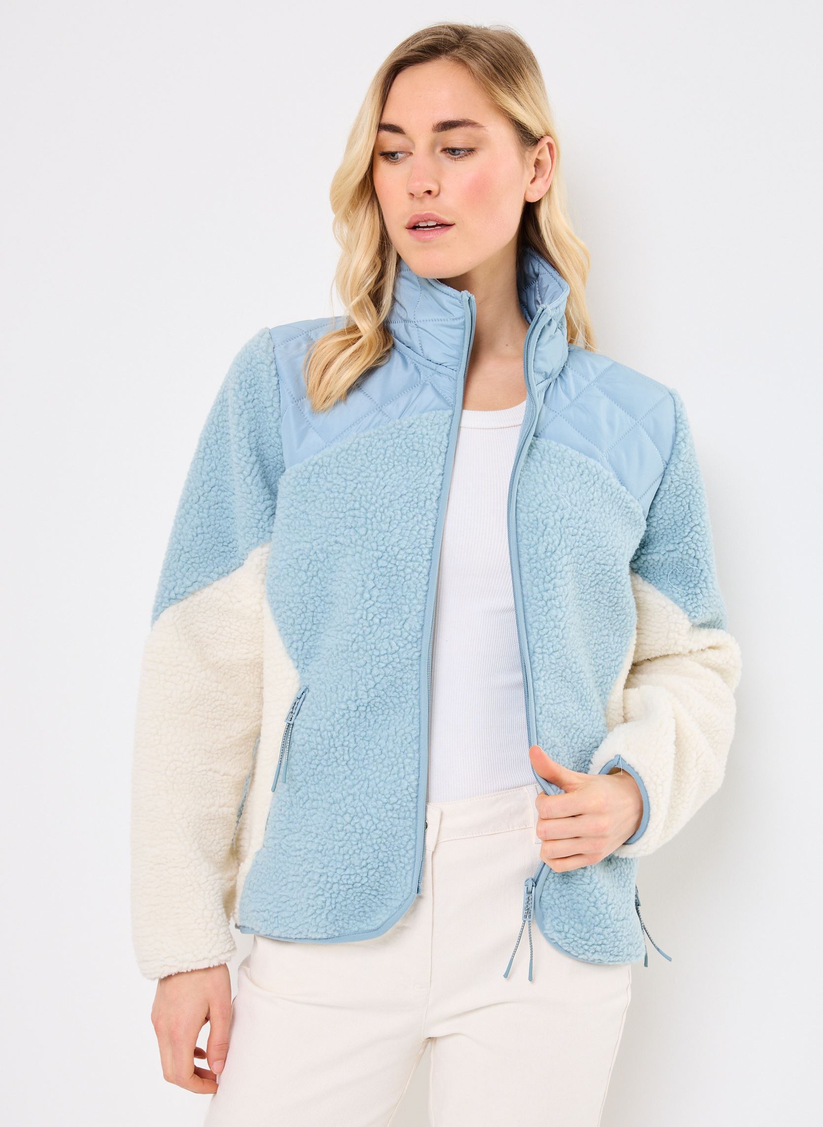 Fleece-Pullover JCBERRI JACKET 7 damen blau The Jogg Concept Fleece-Pullover JCBERRI JACKET 7 damen blau STONE BLUE MIX