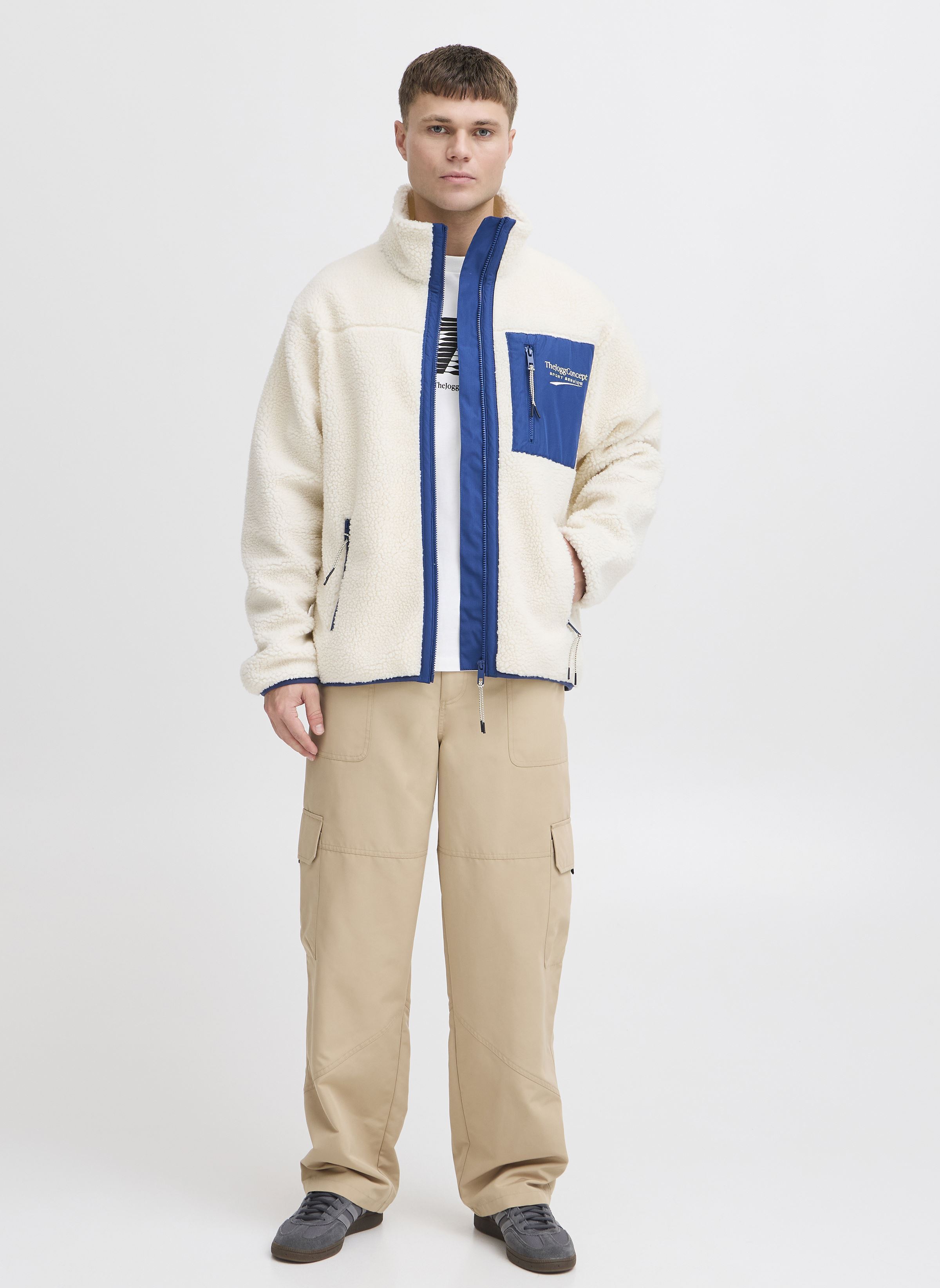 Fleece truien JCMBERRI JACKET 5 heren wit The Jogg Concept Fleece truien JCMBERRI JACKET 5 heren wit NAVY PEONY MIX