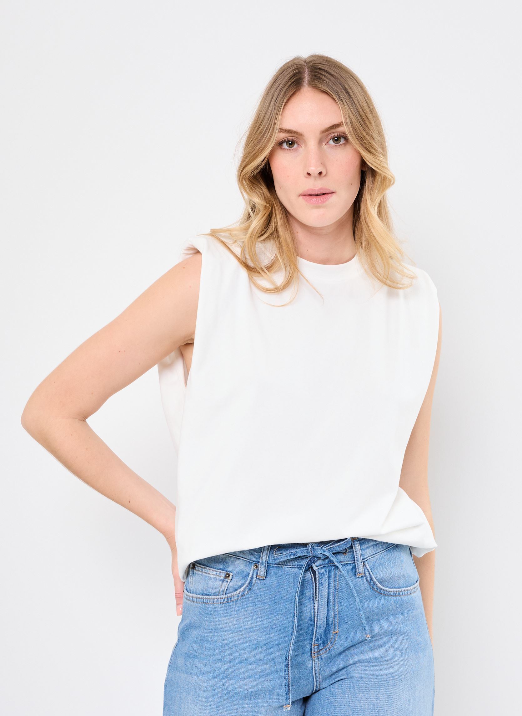Hemdjes JCSIMONA SHOULDER TSHIRT dames wit The Jogg Concept Hemdjes JCSIMONA SHOULDER TSHIRT dames wit OFF WHITE