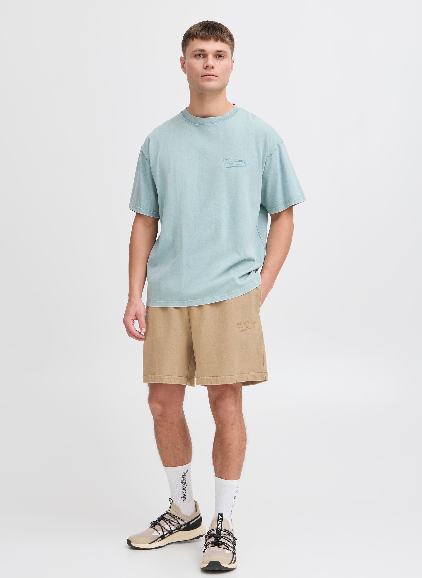 Shorts JCMRUBI LOGO SHORTS homme beige The Jogg Concept Shorts JCMRUBI LOGO SHORTS homme beige CORNSTALK