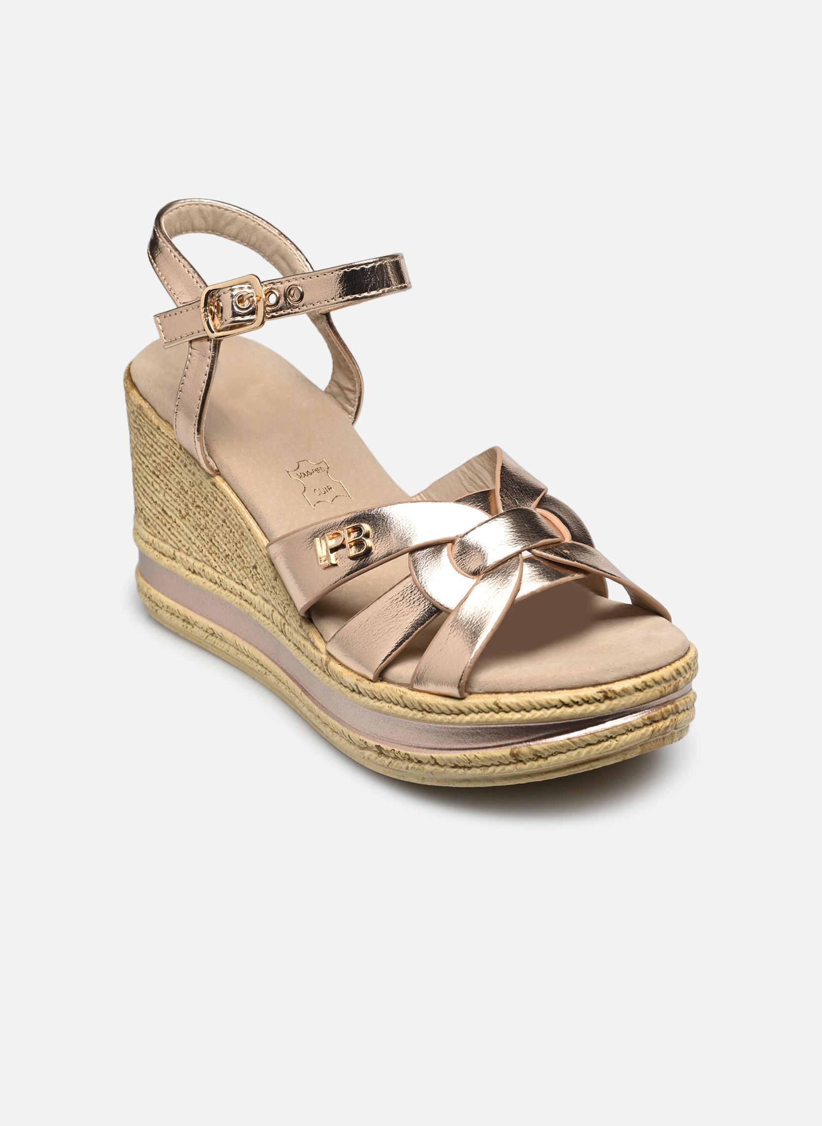 Sandalen met sleehak en plateau LEANA dames goud en brons LPB -LES PETITES BOMBES Sandalen met sleehak en plateau LEANA dames goud en brons Champagne metal