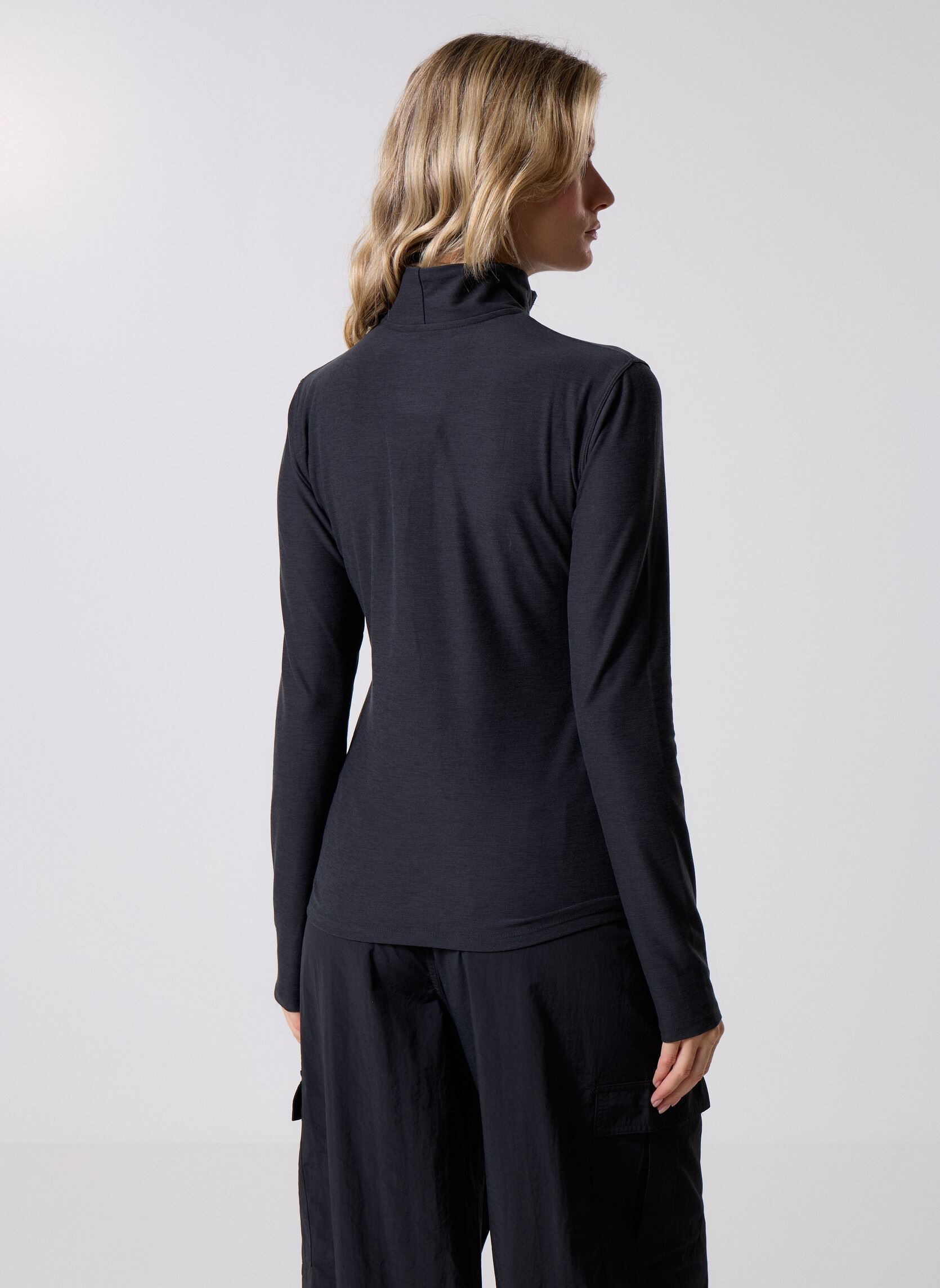 Langarm-T-Shirts Sport Essentials Space Dye Quarter Zip damen schwarz New Balance Langarm-T-Shirts Sport Essentials Space Dye Quarter Zip damen schwarz BLACK HEATHER