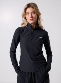Langarm-T-Shirts Sport Essentials Space Dye Quarter Zip damen schwarz New Balance Langarm-T-Shirts Sport Essentials Space Dye Quarter Zip damen schwarz BLACK HEATHER