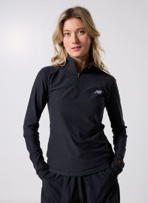New Balance Tee-shirts manches longues Sport Essentials Space Dye Quarter Zip femme noir