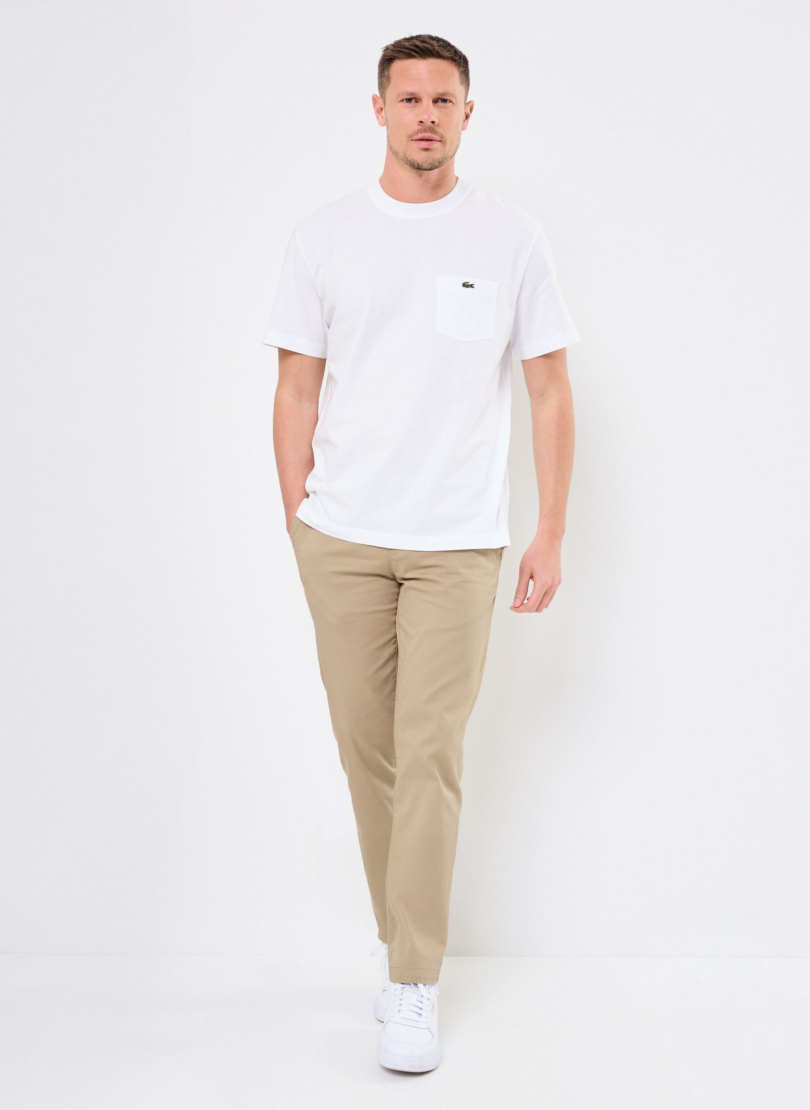 Tee-shirts manches courtes Tee-shirt Lacoste TH2827 homme blanc Lacoste Tee-shirts manches courtes Tee-shirt Lacoste TH2827 homme blanc BLANC