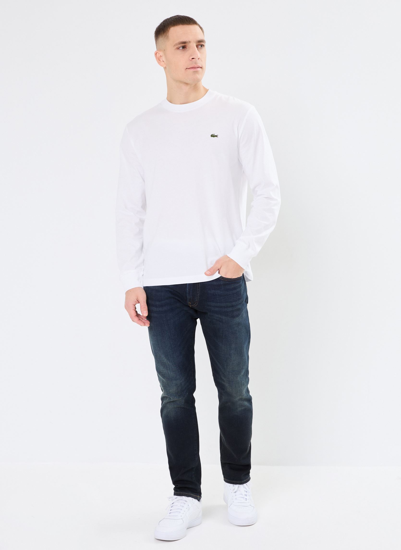 Tee-shirts manches longues Tee-shirt Lacoste TH7307 homme blanc Lacoste Tee-shirts manches longues Tee-shirt Lacoste TH7307 homme blanc BLANC