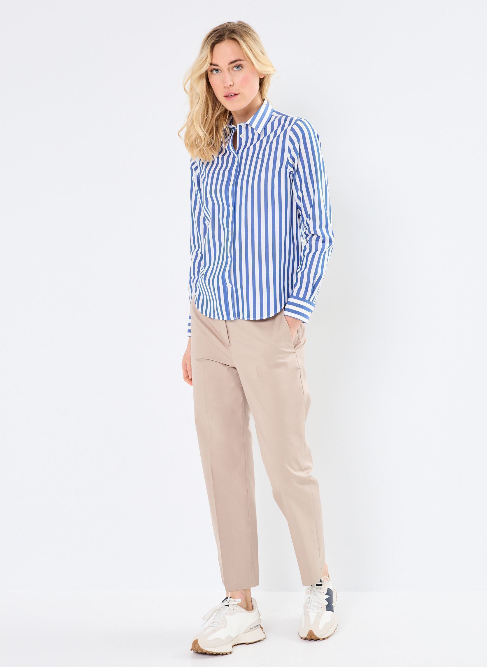 Chemises manches longues Reg Poplin Wide Striped Shirt femme bleu GANT Chemises manches longues Reg Poplin Wide Striped Shirt femme bleu BLEU NUIT