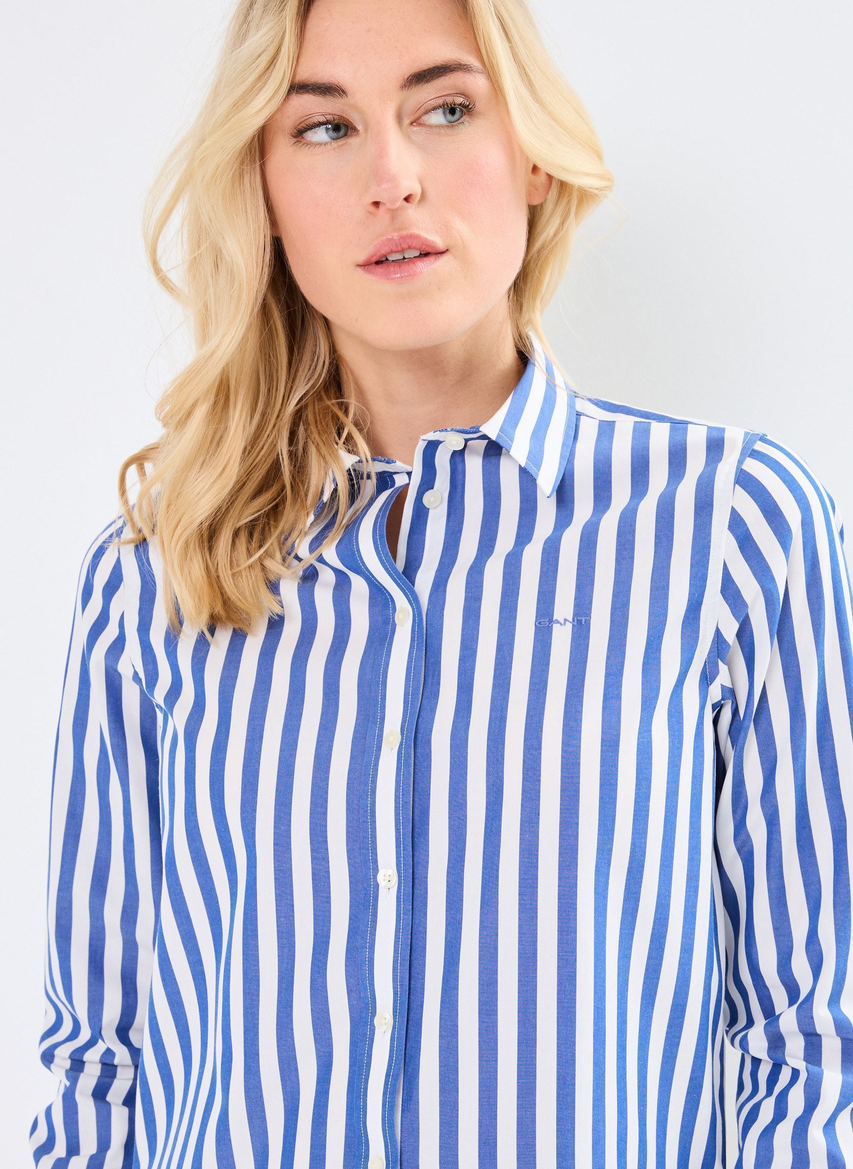 Chemises manches longues Reg Poplin Wide Striped Shirt femme bleu GANT Chemises manches longues Reg Poplin Wide Striped Shirt femme bleu BLEU NUIT