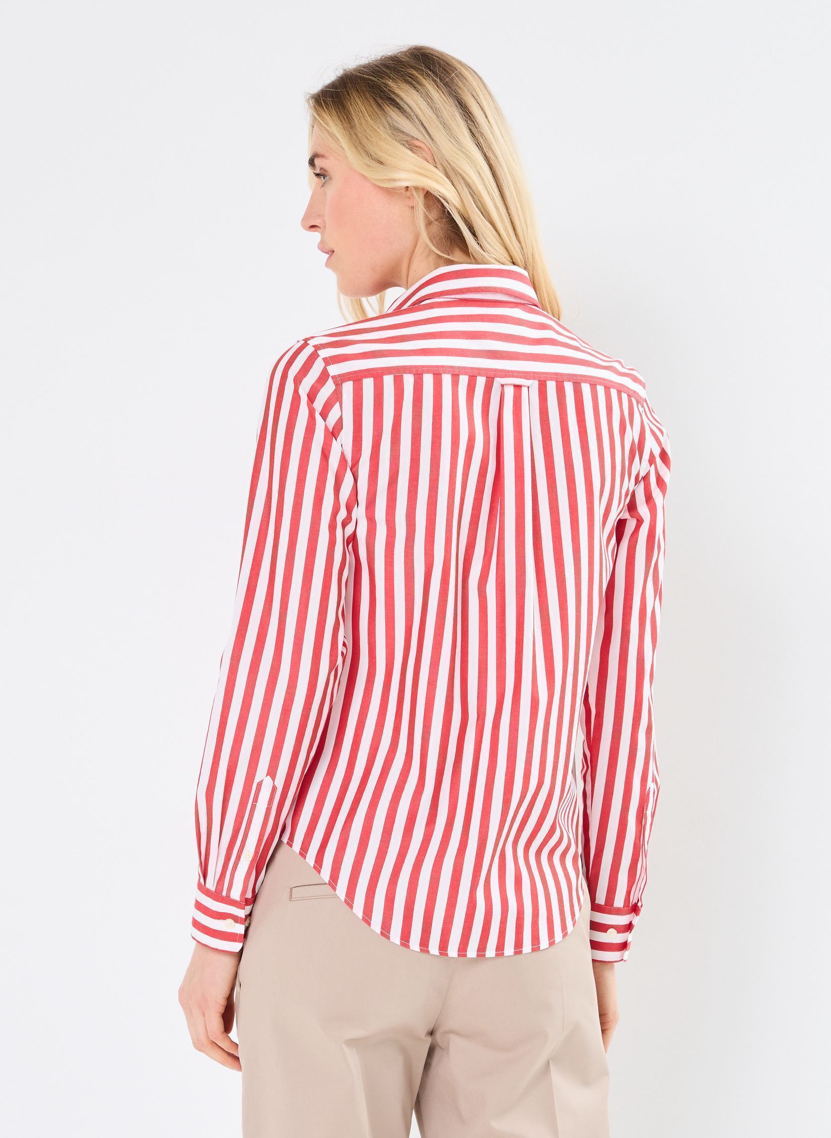 Lange mouw overhemden Reg Poplin Wide Striped Shirt dames rood GANT Lange mouw overhemden Reg Poplin Wide Striped Shirt dames rood ROUGE VIF