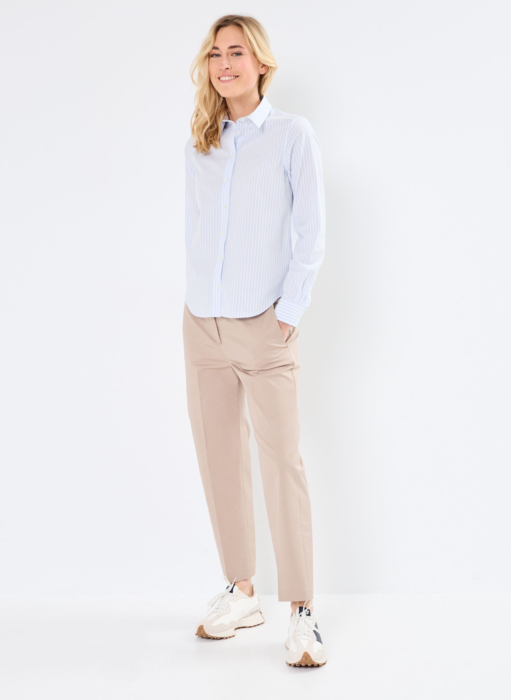 Chemises manches longues Reg Classic Poplin Striped Shirt femme bleu GANT Chemises manches longues Reg Classic Poplin Striped Shirt femme bleu BLEU CLAIR