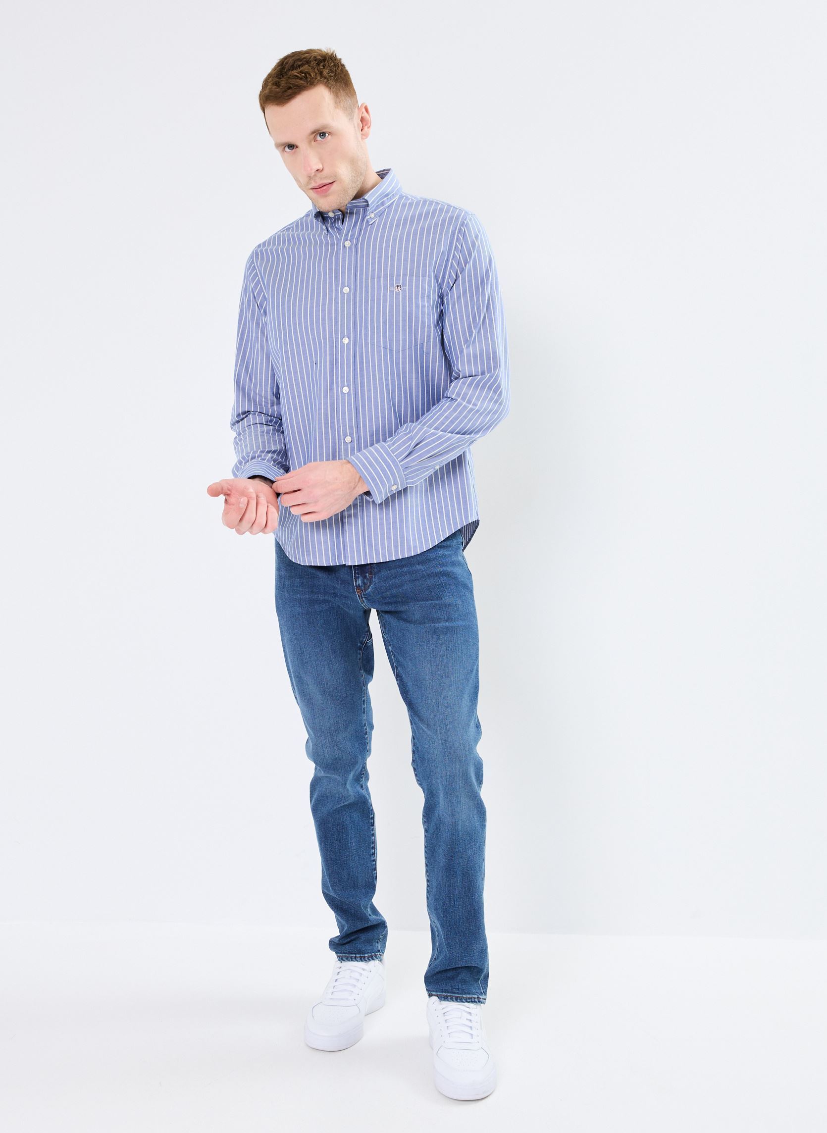 Chemises Reg Brushed Twill Stripe Shirt homme bleu GANT Chemises Reg Brushed Twill Stripe Shirt homme bleu BLEU YALE