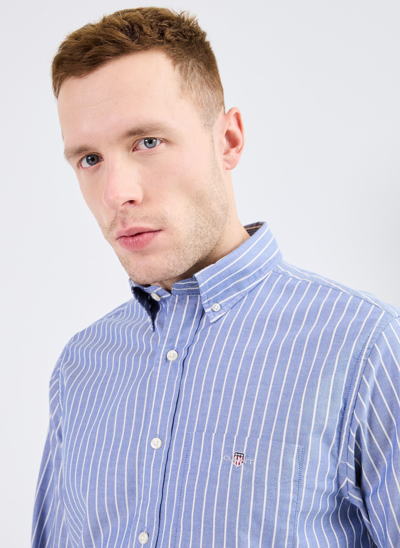 Chemises Reg Brushed Twill Stripe Shirt homme bleu GANT Chemises Reg Brushed Twill Stripe Shirt homme bleu BLEU YALE