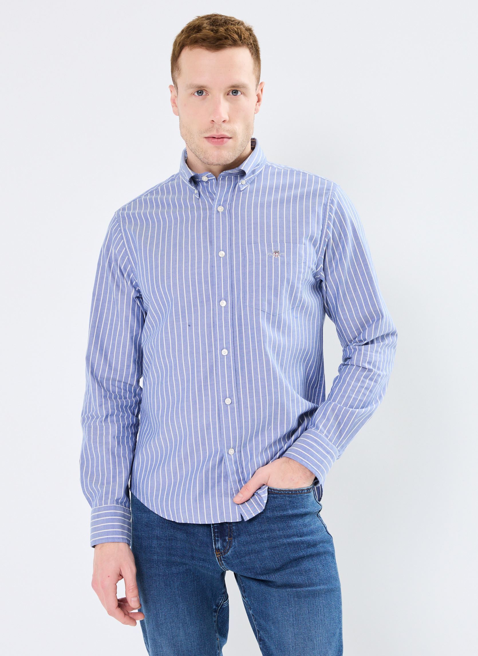 Vêtements GANT Reg Brushed Twill Stripe Shirt pour Accessoires