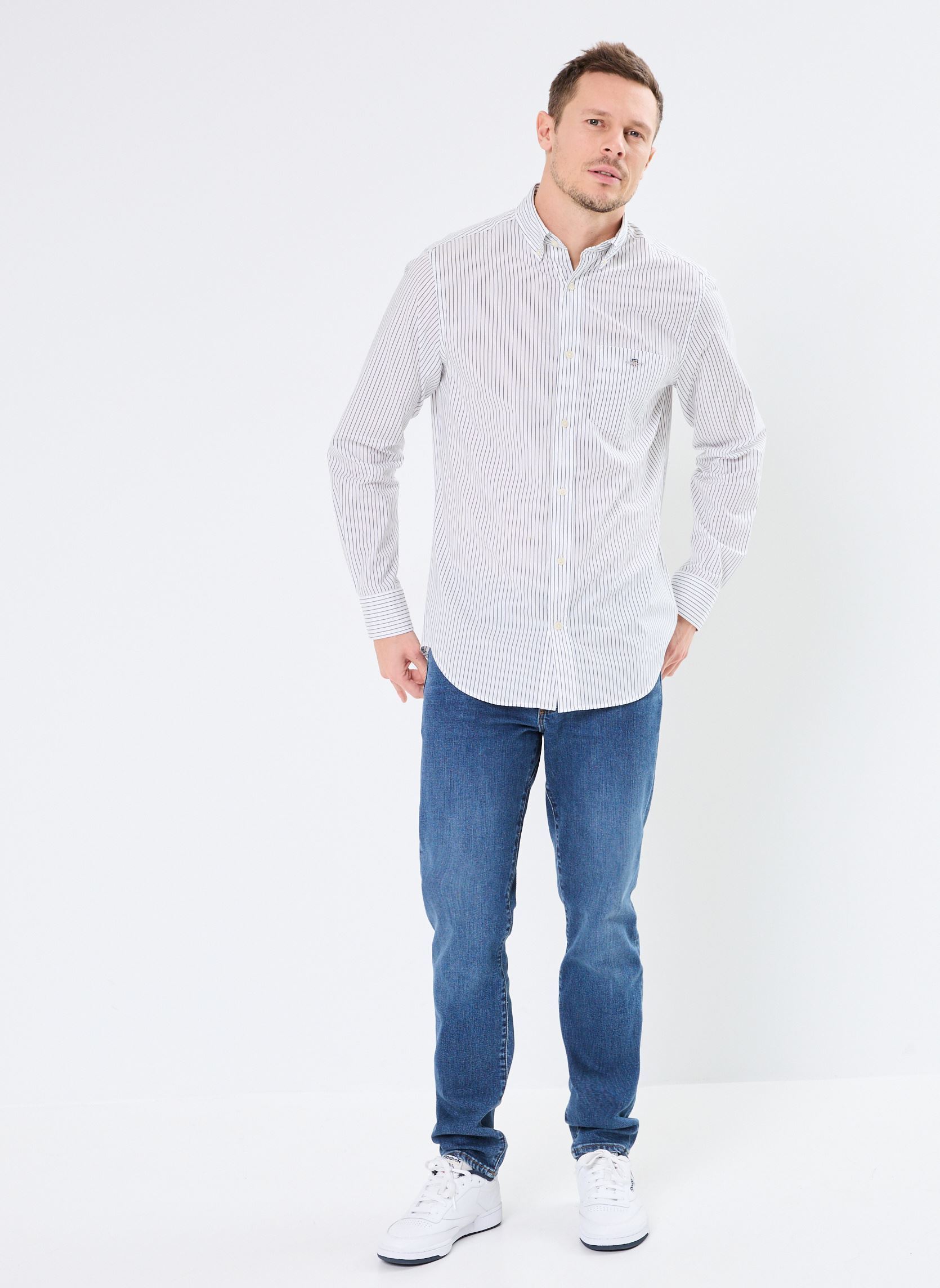 Camisas Reg Classic Poplin Stripe Shirt hombre blanco GANT Camisas Reg Classic Poplin Stripe Shirt hombre blanco COQUILLE OEUF