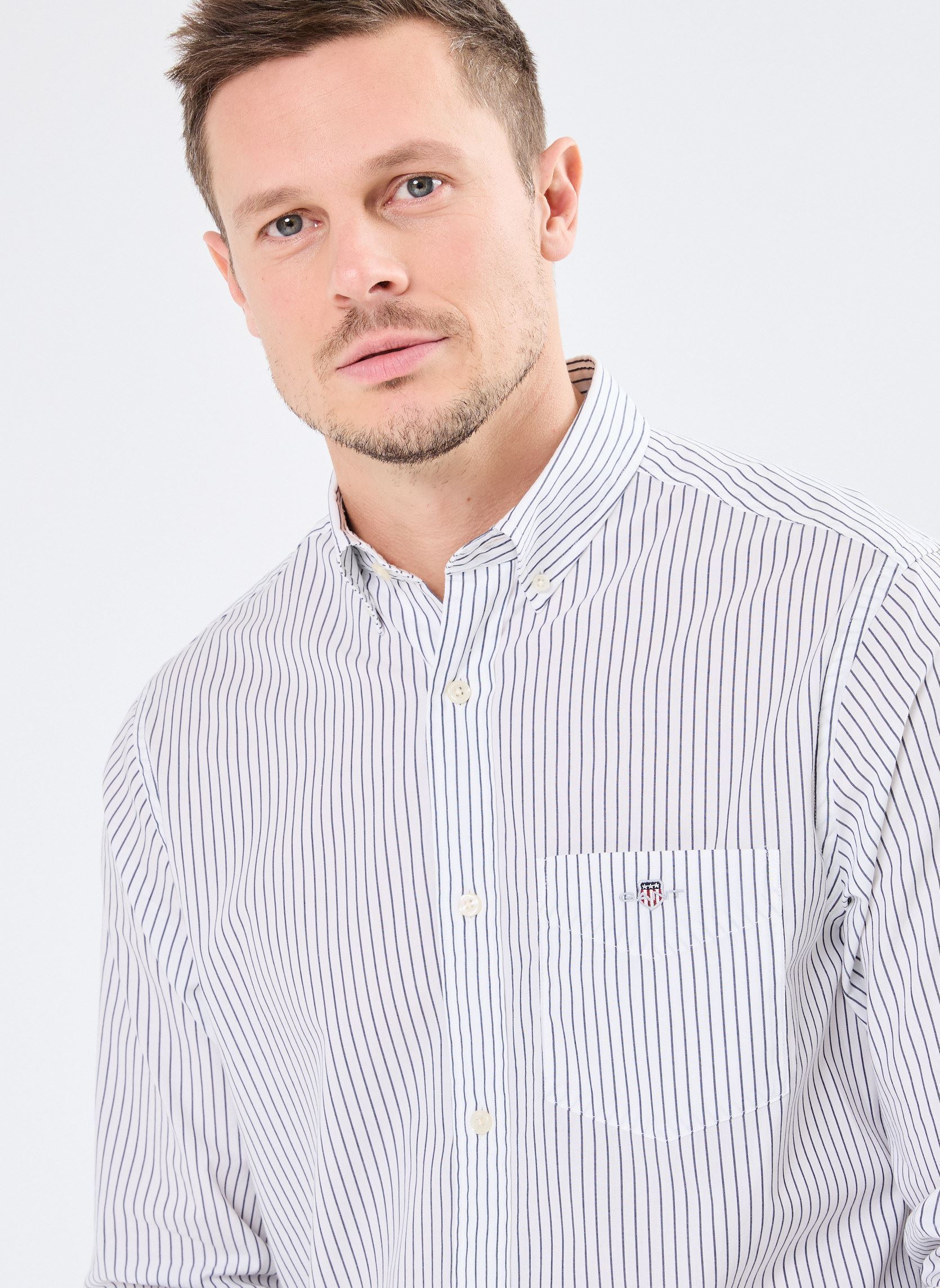 Camisas Reg Classic Poplin Stripe Shirt hombre blanco GANT Camisas Reg Classic Poplin Stripe Shirt hombre blanco COQUILLE OEUF