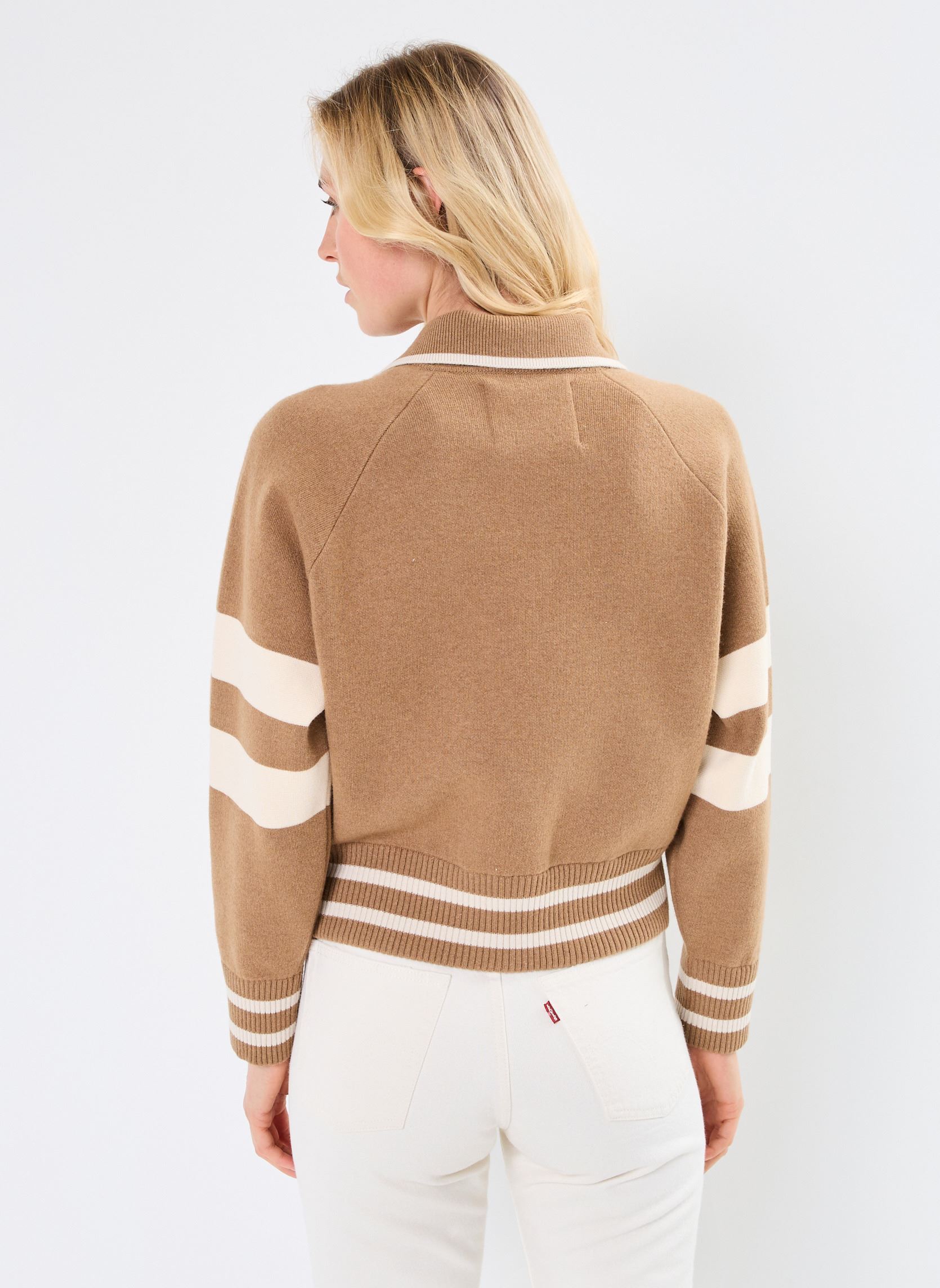 Vesten Gant Varsity Knitted Jacket dames beige GANT Vesten Gant Varsity Knitted Jacket dames beige KHAKI FONCE