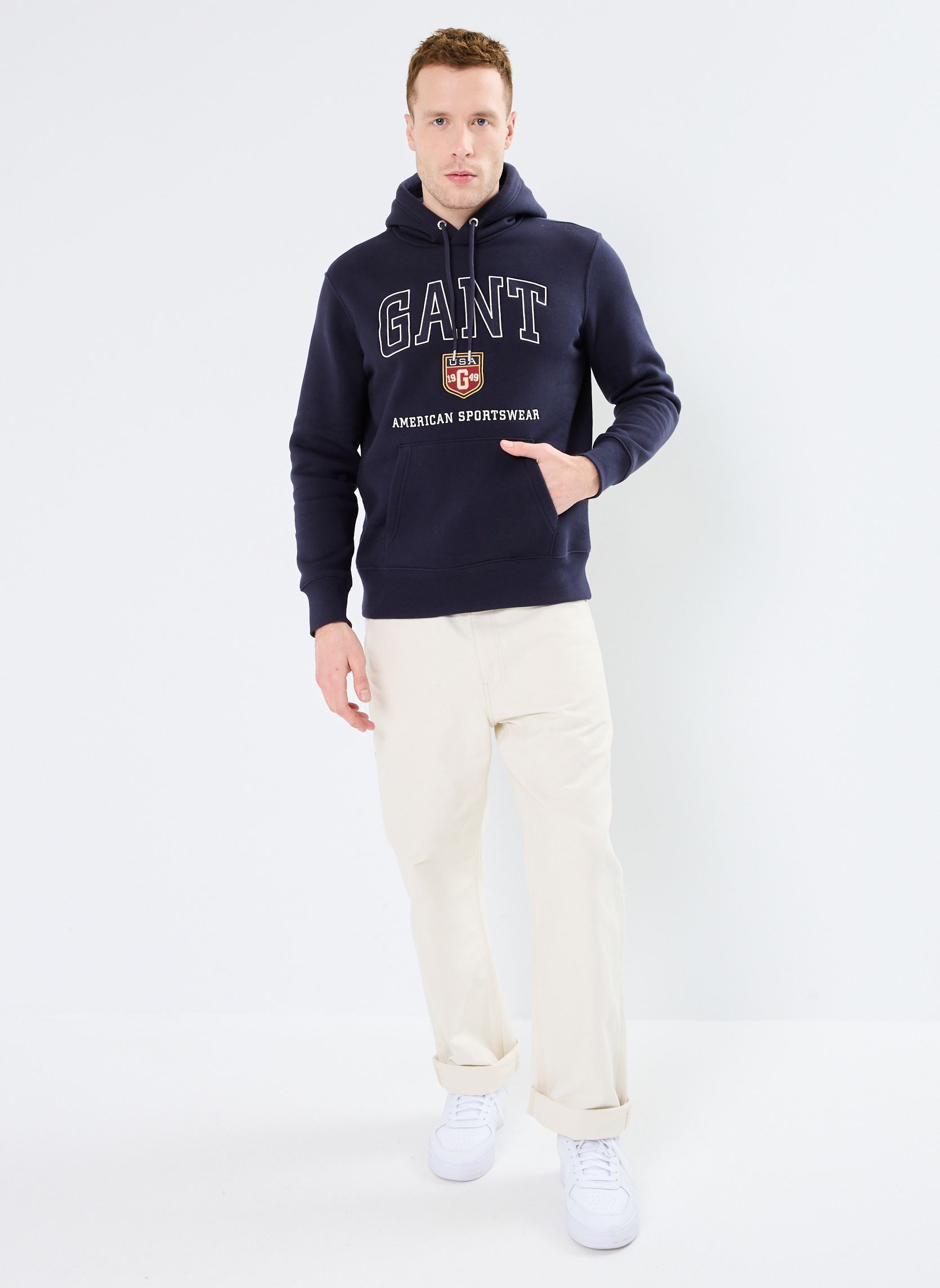 Felpe con cappuccio Graphic Hoodie uomo blu GANT Felpe con cappuccio Graphic Hoodie uomo blu BLEU NUIT