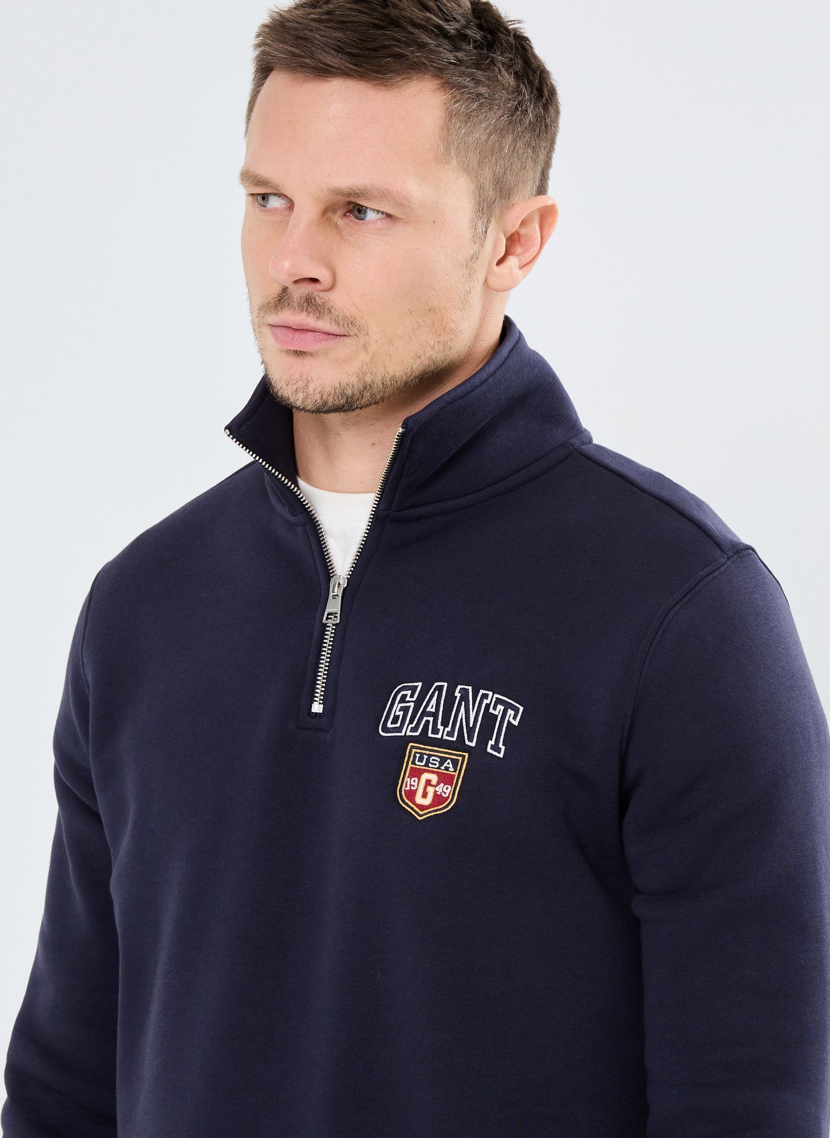 Sweatshirts mit Reißverschluss Graphic Half Zip herren blau GANT Sweatshirts mit Reißverschluss Graphic Half Zip herren blau BLEU NUIT