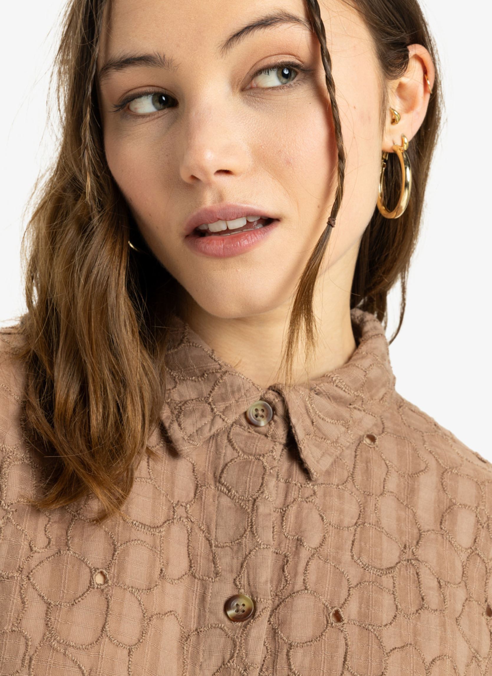 Kurzarm-Hemden Beach Nostalgia Eyelet ERJWT03664 damen braun Roxy Kurzarm-Hemden Beach Nostalgia Eyelet ERJWT03664 damen braun PORTOBELLA FLOWER EYELET