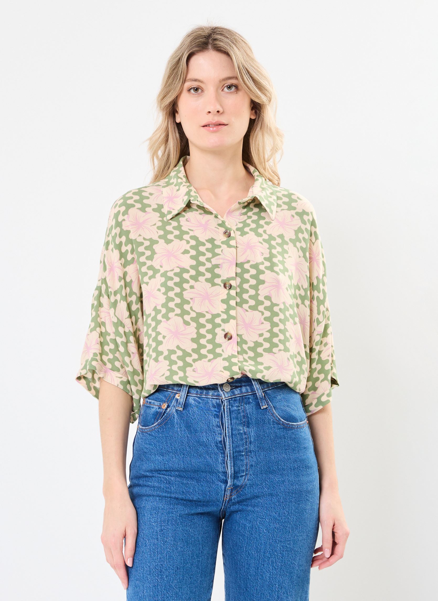 Camisas de manga corta Beach Nostalgia ERJWT03665 mujer multicolor Roxy Camisas de manga corta Beach Nostalgia ERJWT03665 mujer multicolor BASIL PARTY WAVES YW