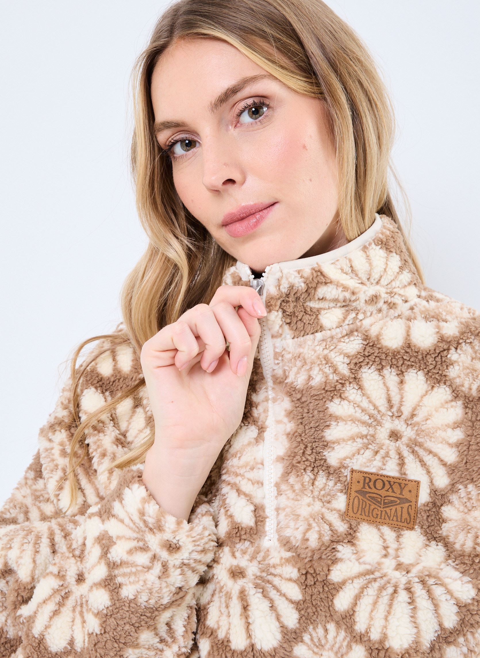 Fleece-Pullover Jive Talking ERJPF03198 damen beige Roxy Fleece-Pullover Jive Talking ERJPF03198 damen beige PORTOBELLA TROPICAL TILE POLAR