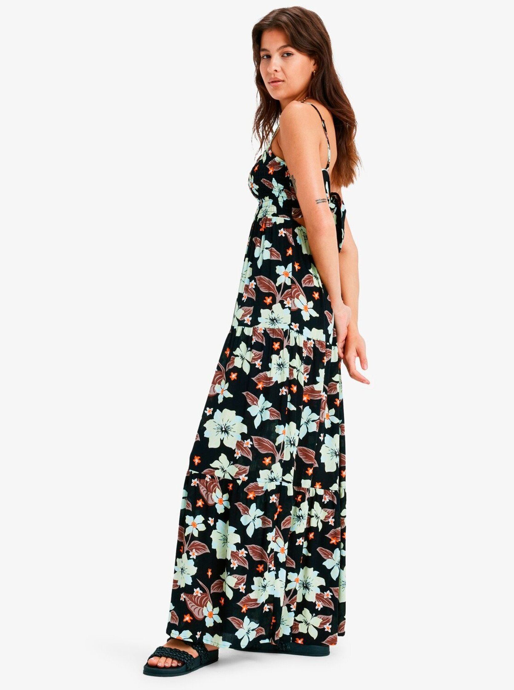 Lange Kleider Tropical Glow Maxi Printed ERJWD03907 damen schwarz Roxy Lange Kleider Tropical Glow Maxi Printed ERJWD03907 damen schwarz ANTHRACITE HIBISCUS HEAT