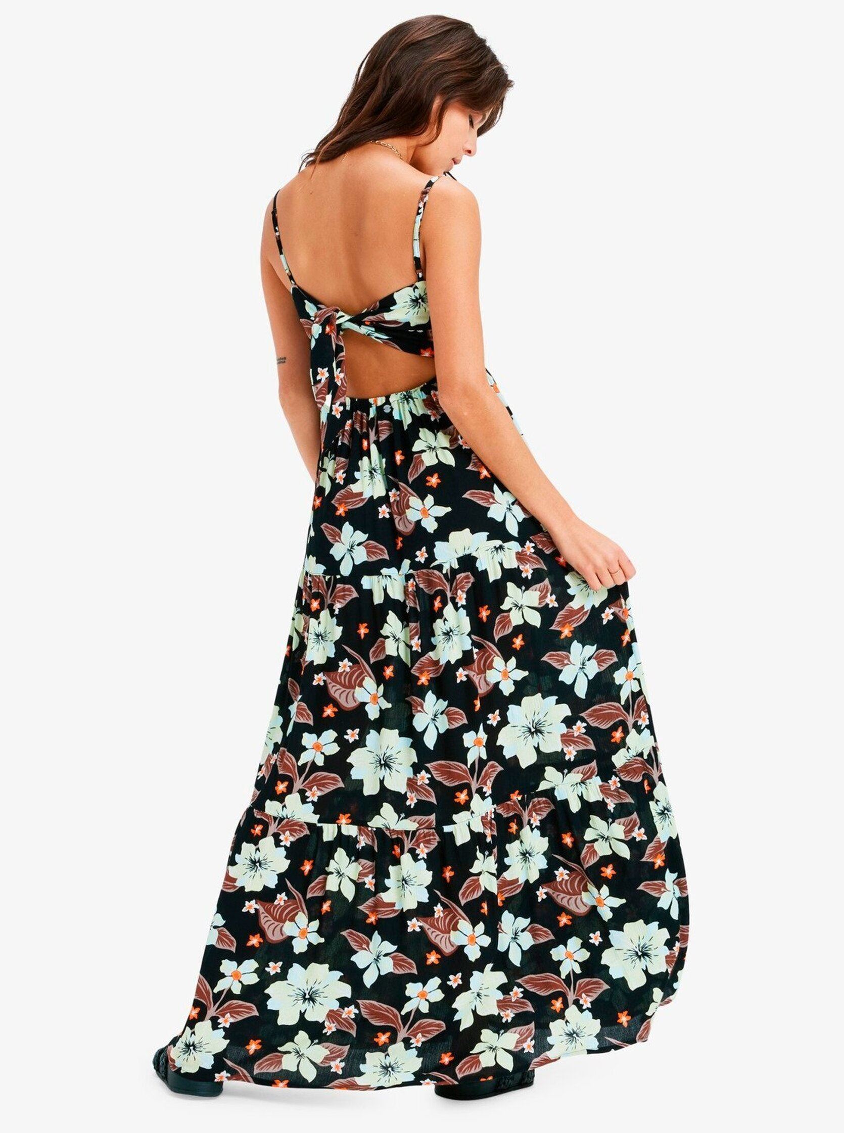 Lange Kleider Tropical Glow Maxi Printed ERJWD03907 damen schwarz Roxy Lange Kleider Tropical Glow Maxi Printed ERJWD03907 damen schwarz ANTHRACITE HIBISCUS HEAT