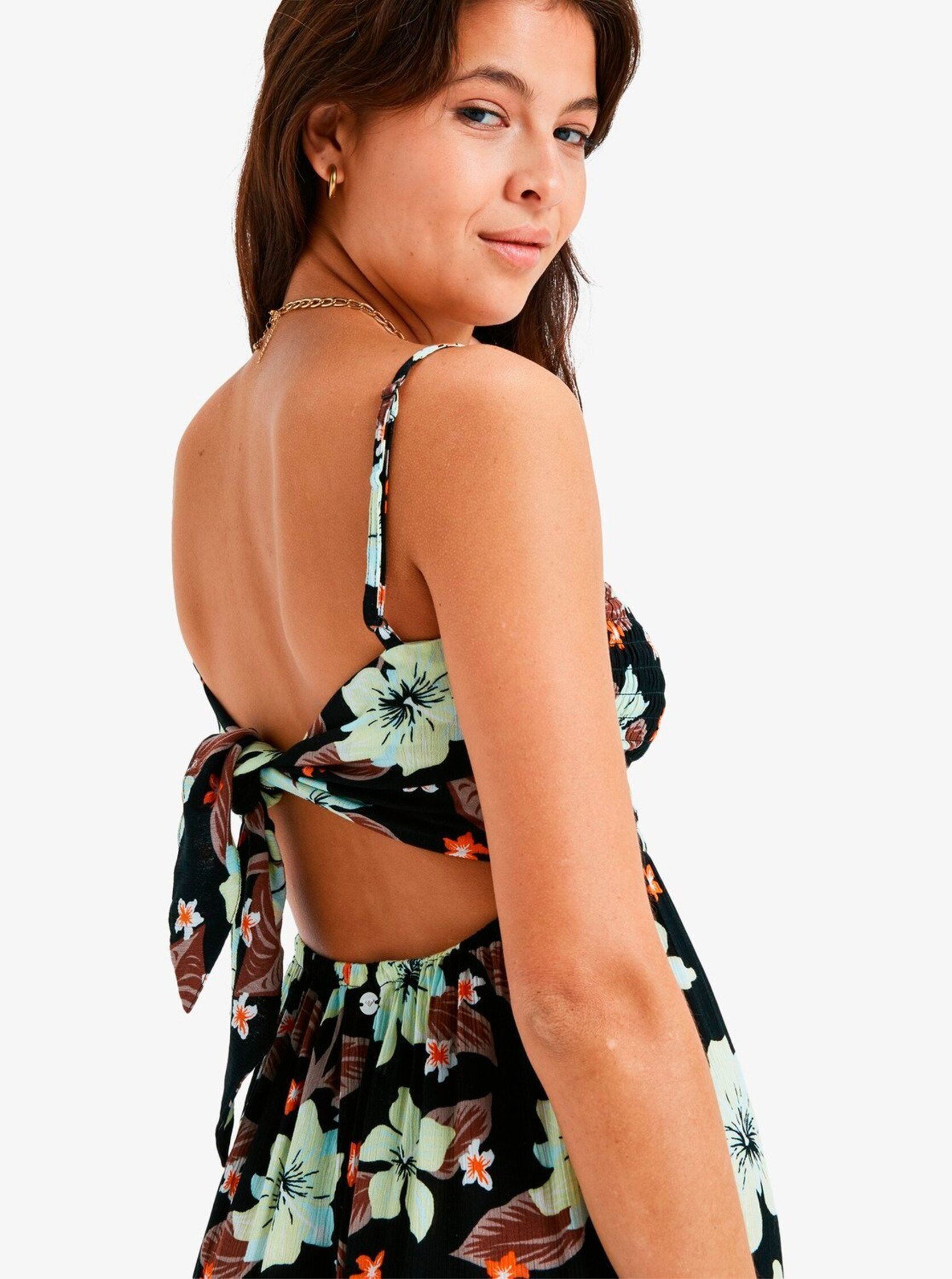 Lange Kleider Tropical Glow Maxi Printed ERJWD03907 damen schwarz Roxy Lange Kleider Tropical Glow Maxi Printed ERJWD03907 damen schwarz ANTHRACITE HIBISCUS HEAT