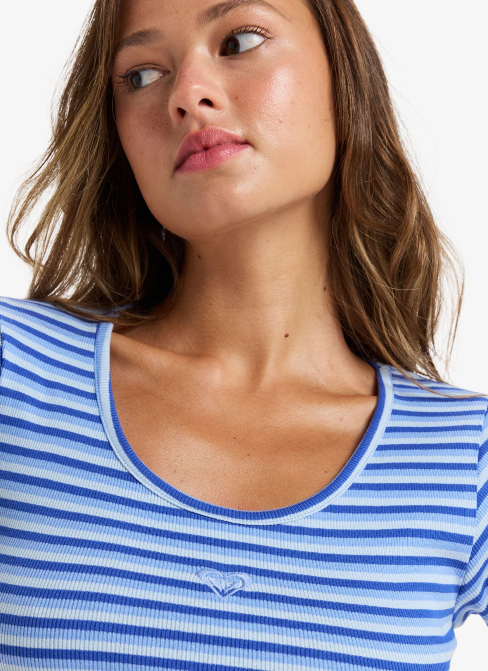 Camisetas de manga corta Mini Stripe Ssft ERJKT04302 mujer azul Roxy Camisetas de manga corta Mini Stripe Ssft ERJKT04302 mujer azul DAZZLING BLUE PARTY WAVE STRIP