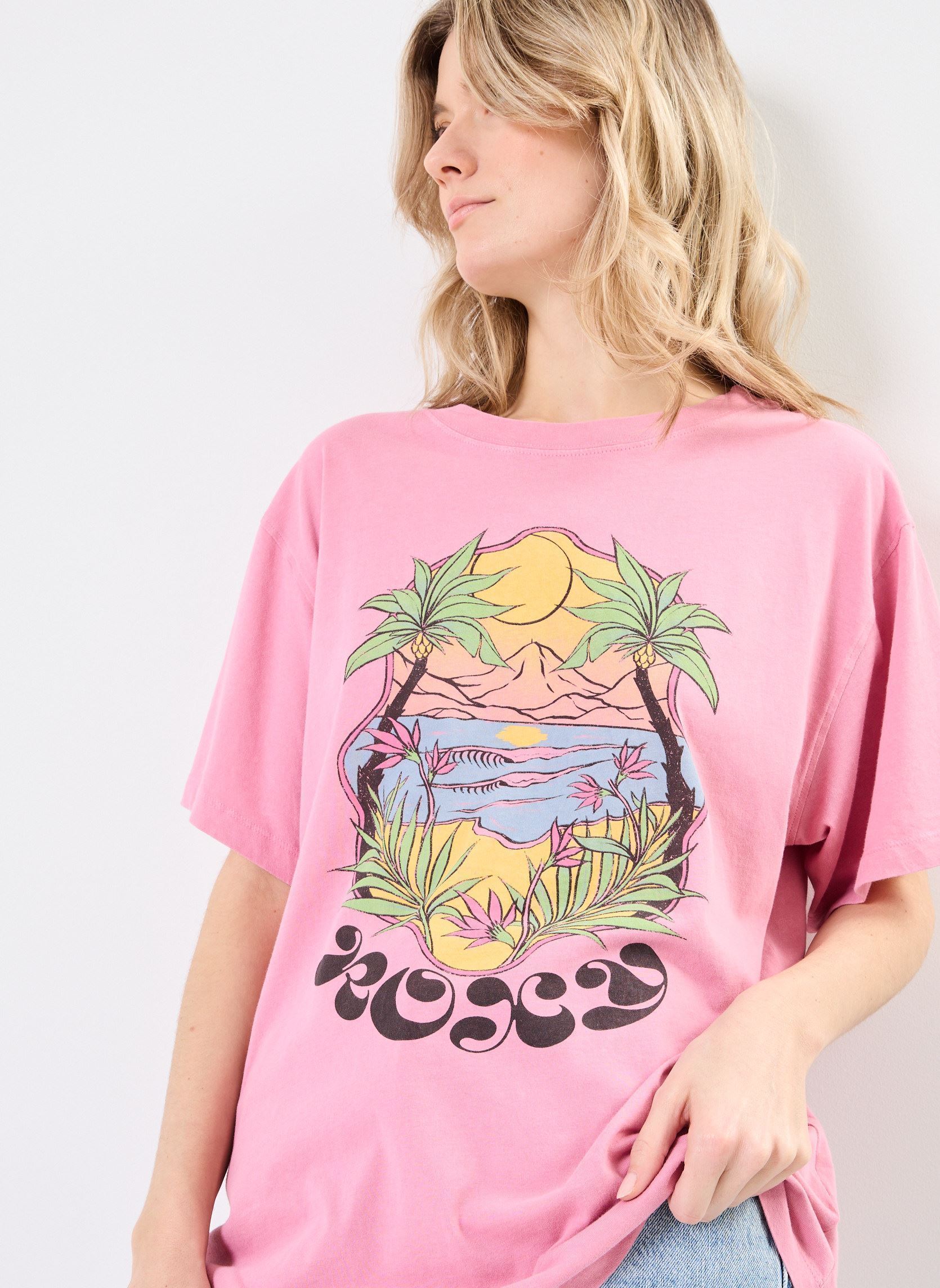 Tee-shirts manches courtes Sunnyoversize Optic Wash ERJZT05905 femme rose Roxy Tee-shirts manches courtes Sunnyoversize Optic Wash ERJZT05905 femme rose ORCHID SMOKE