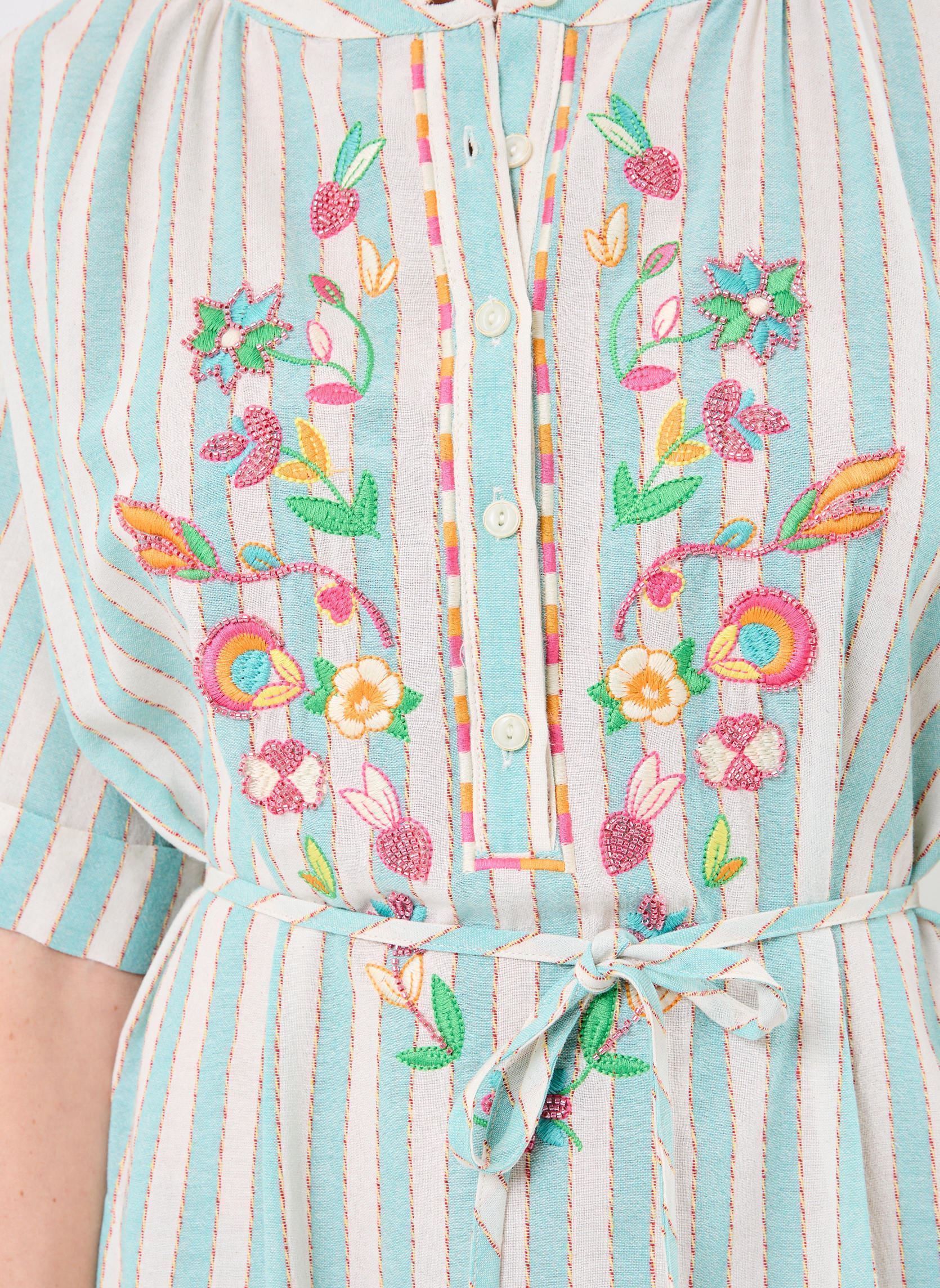 Kleider Dalia damen weiß Orféo Kleider Dalia damen weiß Rayures bleues