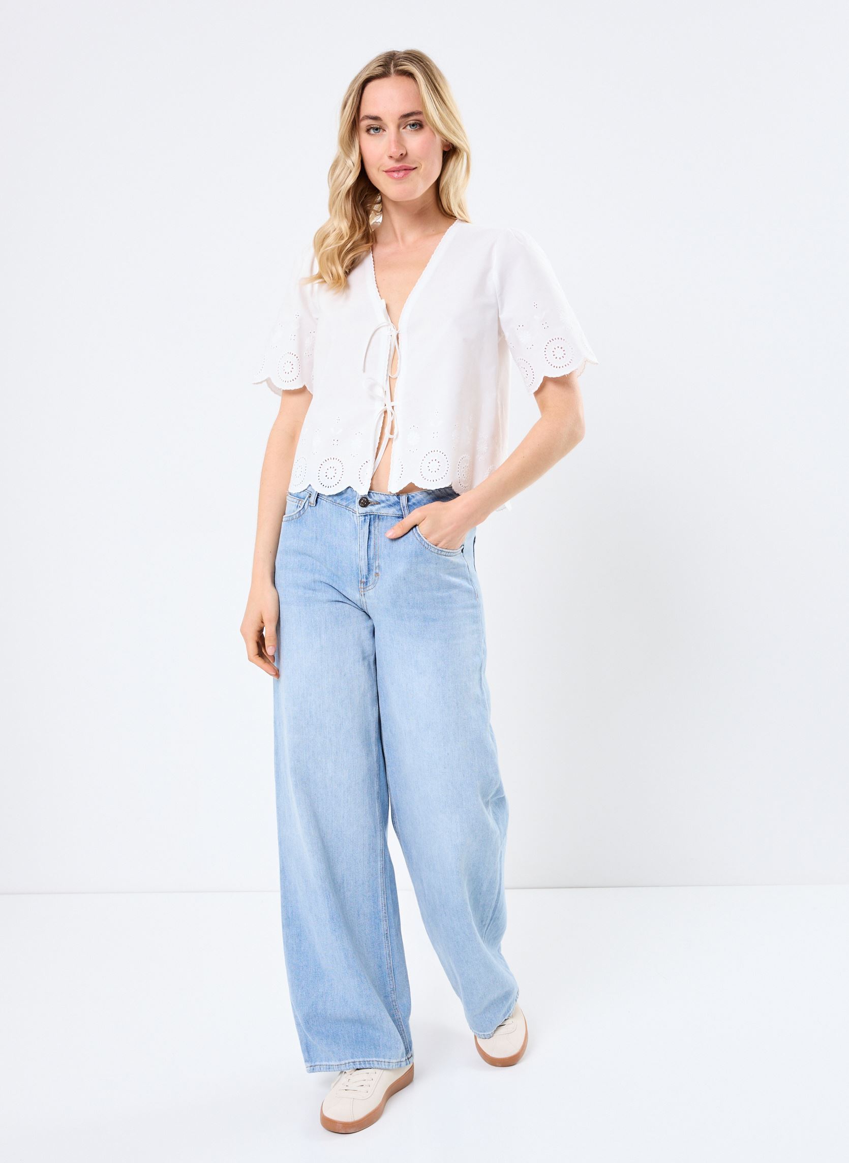 Blouses met korte mouwen Rosie dames wit Grace & Mila Blouses met korte mouwen Rosie dames wit Ecru