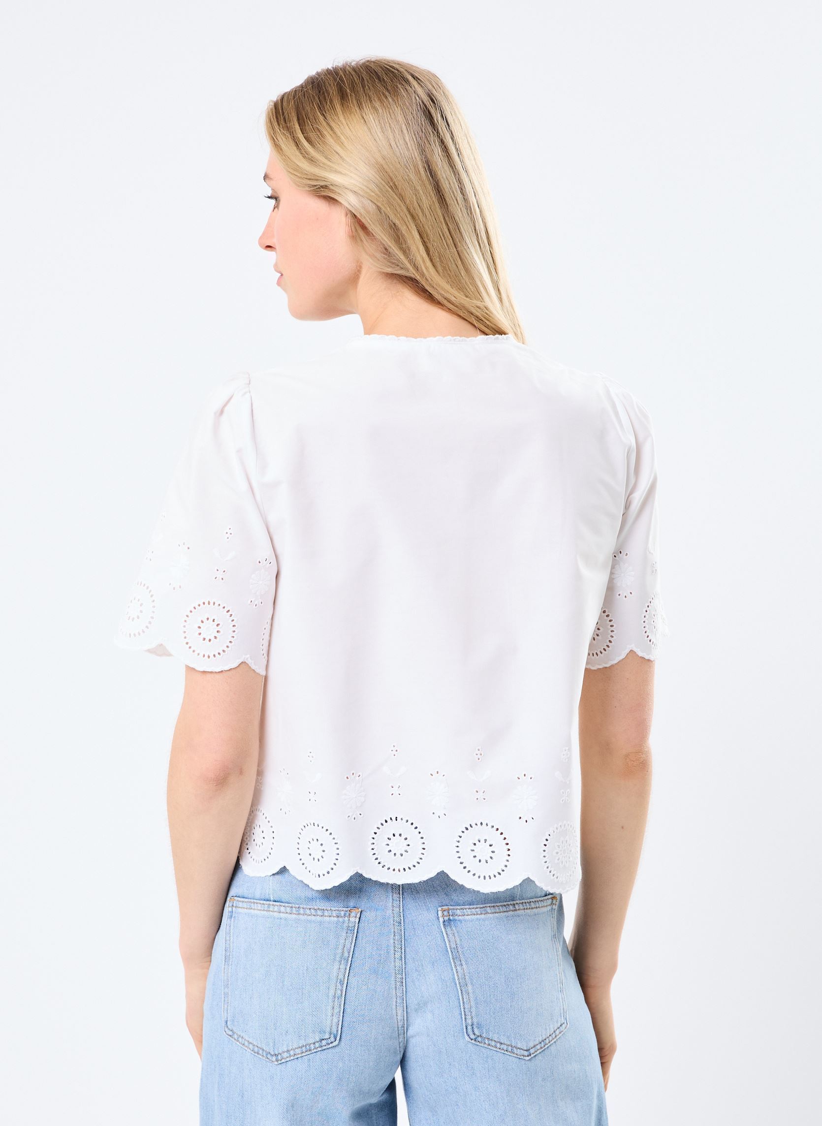 Blouses met korte mouwen Rosie dames wit Grace & Mila Blouses met korte mouwen Rosie dames wit Ecru