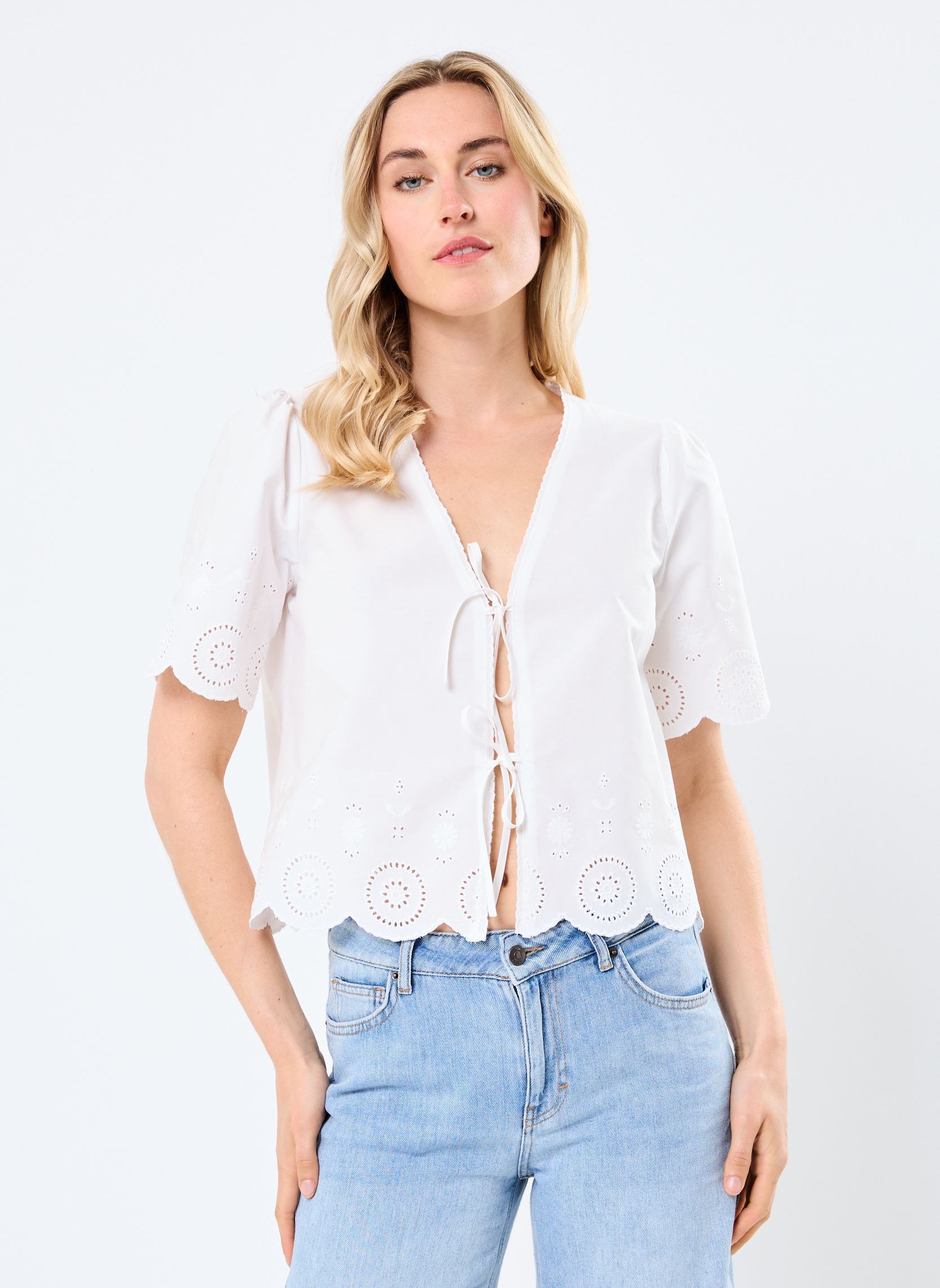 Blouses met korte mouwen Rosie dames wit Grace & Mila Blouses met korte mouwen Rosie dames wit Ecru