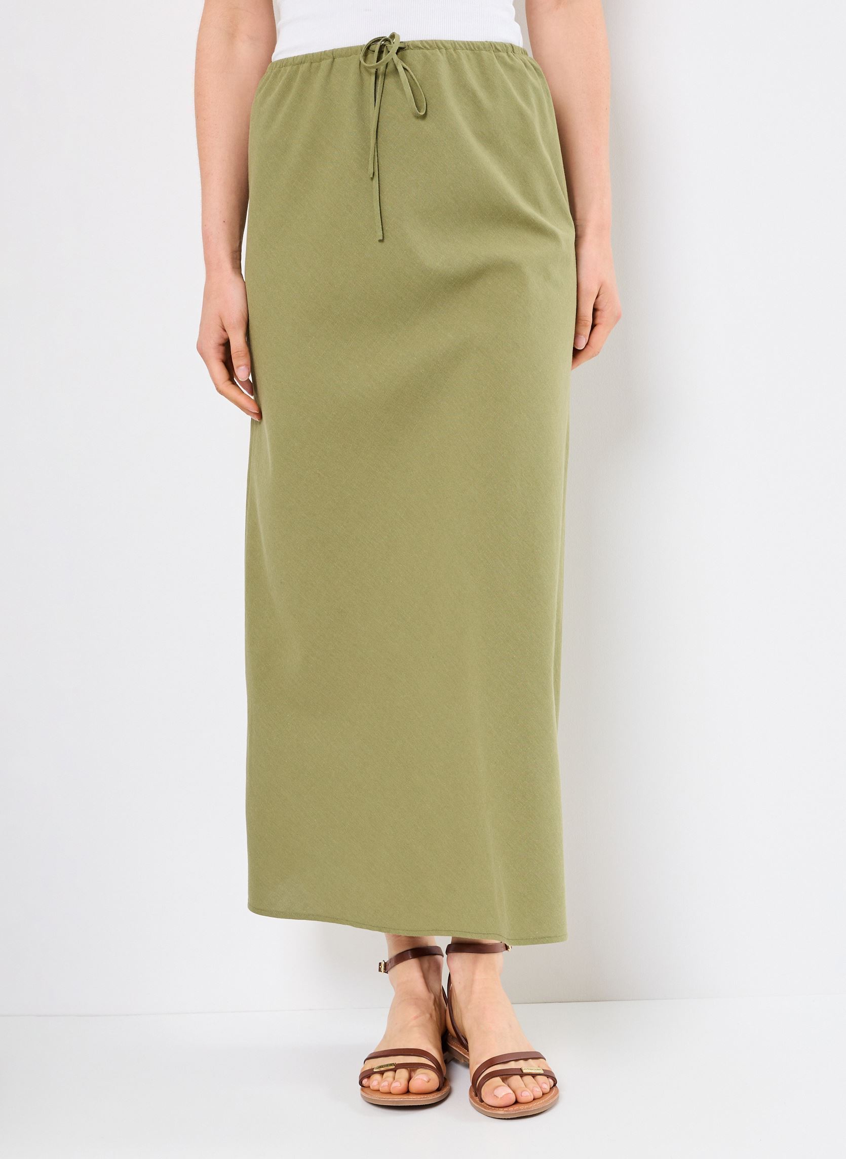 Maxi Jupe Longue Zara Femme Taille M - Vert Viscose - Très Bon état