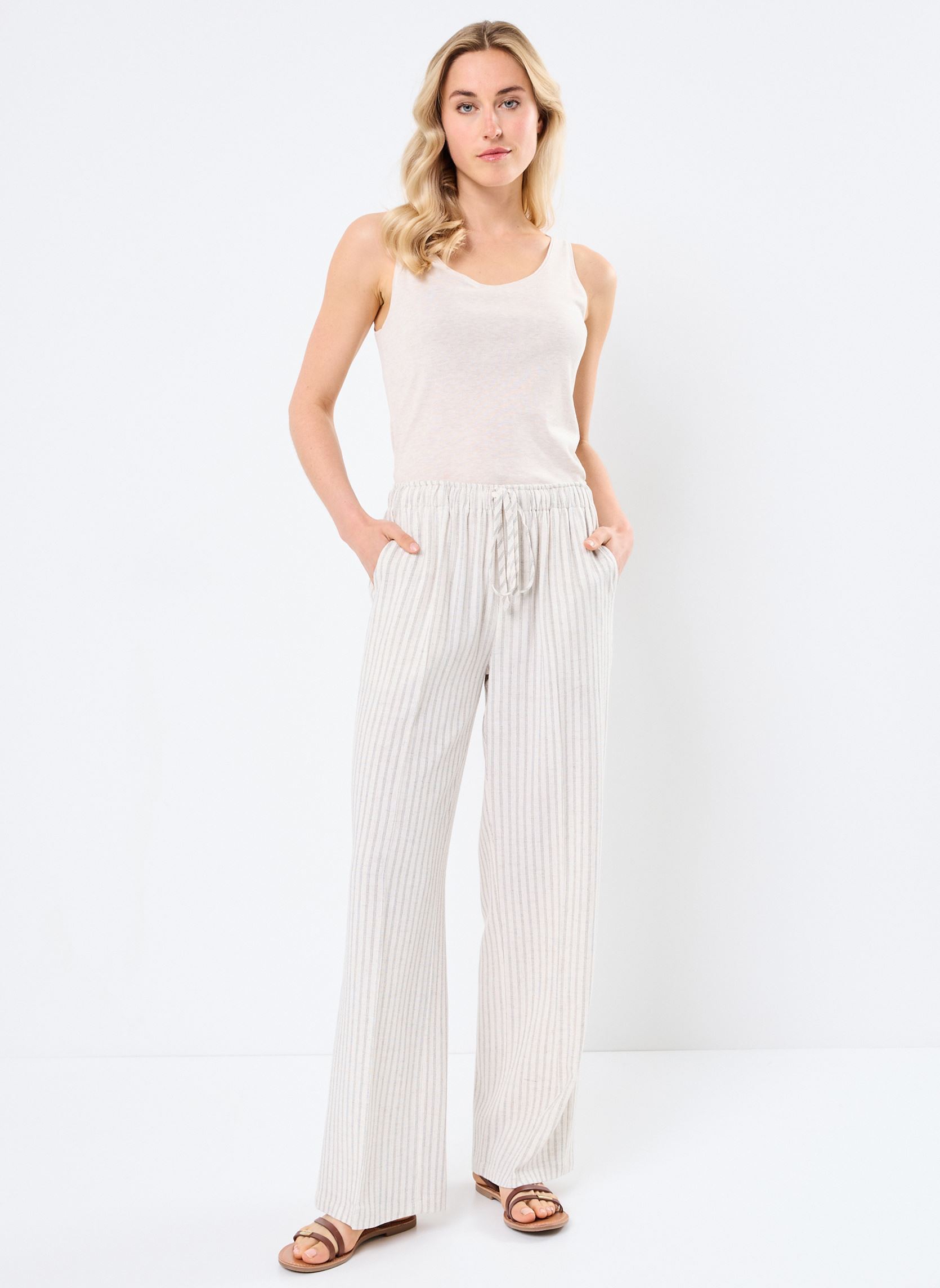 Pantalons droit Raven femme blanc Grace & Mila Pantalons droit Raven femme blanc Ecru