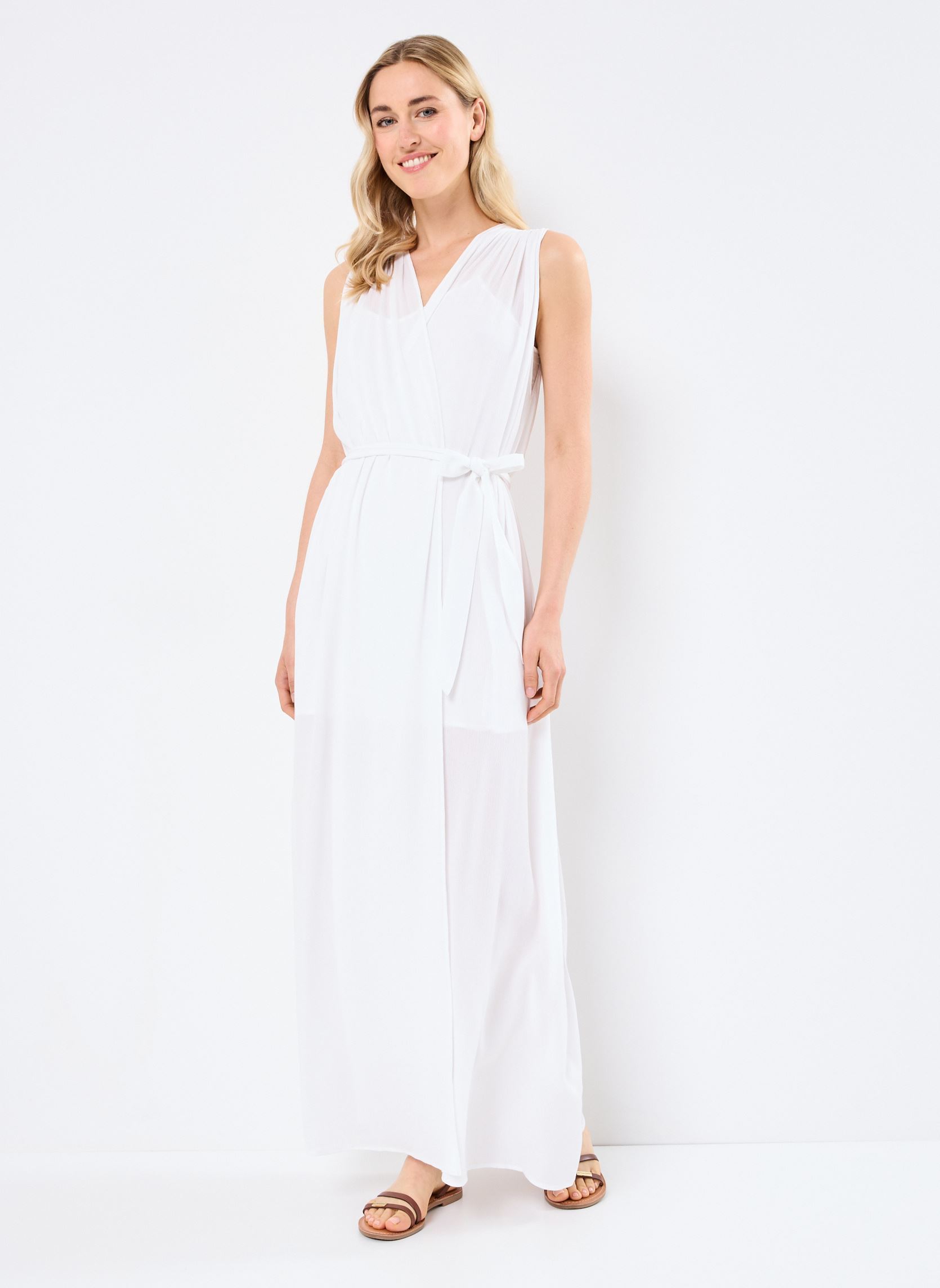 Robes longues Regis femme blanc Grace & Mila Robes longues Regis femme blanc Ecru