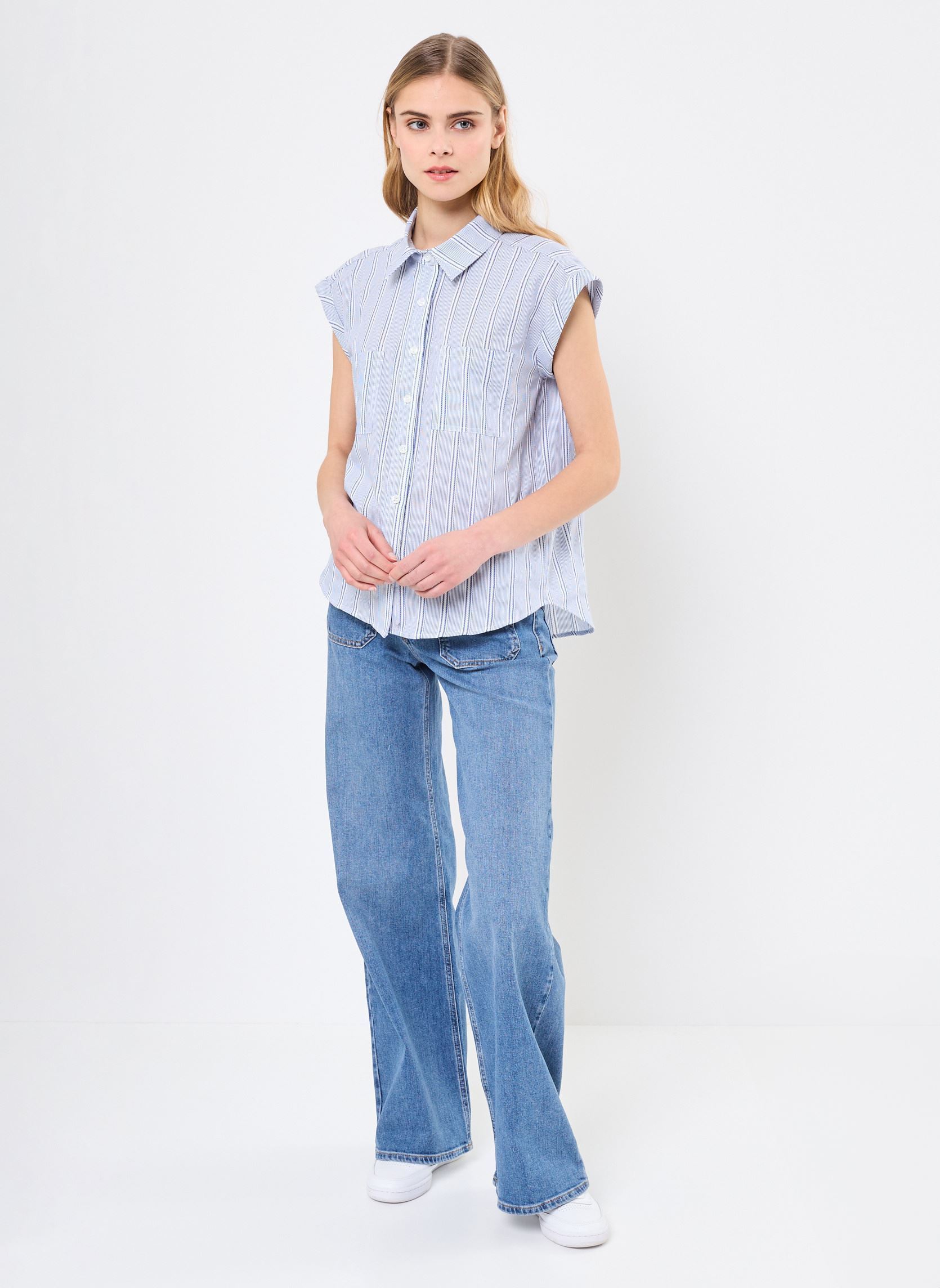Kurzarm-Hemden Chanone 76524 damen blau ARTLOVE Kurzarm-Hemden Chanone 76524 damen blau Denim-Blue