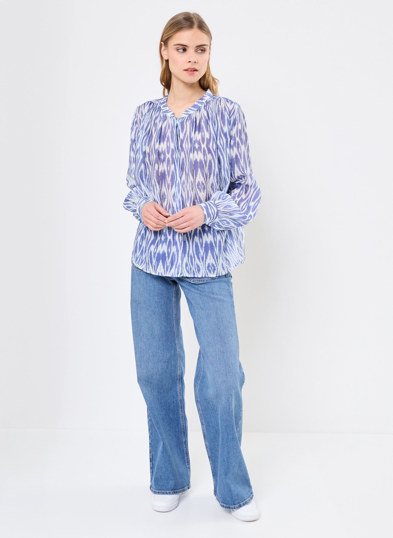 Camisas de manga larga Hind 76502 mujer azul ARTLOVE Camisas de manga larga Hind 76502 mujer azul DENIM-BLUE