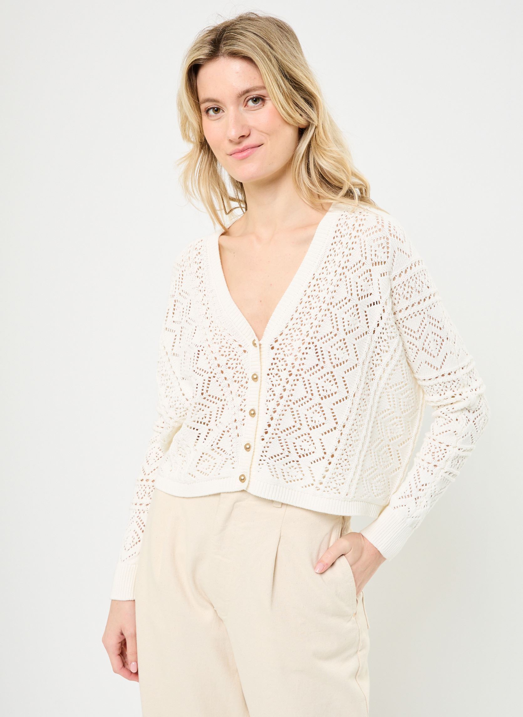 Gilets Circe 76392 femme blanc ARTLOVE Gilets Circe 76392 femme blanc CREAM
