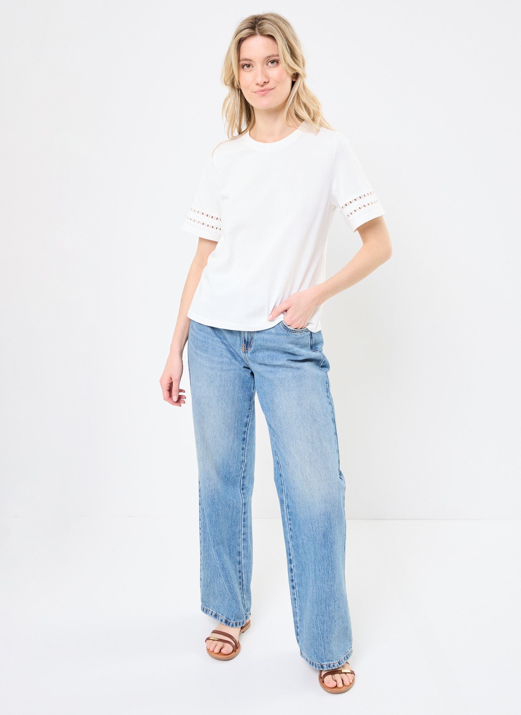Tee-shirts manches courtes Ciara 76216 femme blanc ARTLOVE Tee-shirts manches courtes Ciara 76216 femme blanc CREAM