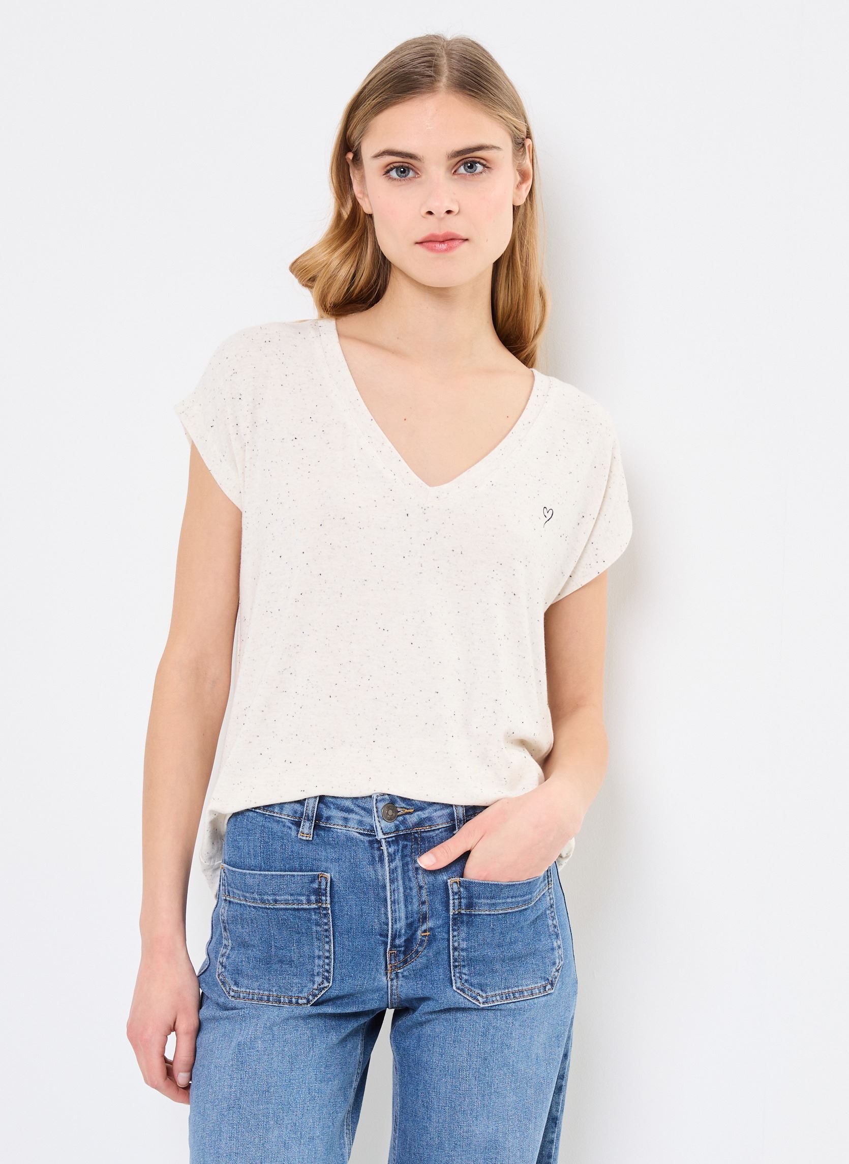Kurzarm-T-Shirts Lison 76221 damen weiß ARTLOVE Kurzarm-T-Shirts Lison 76221 damen weiß CREAM
