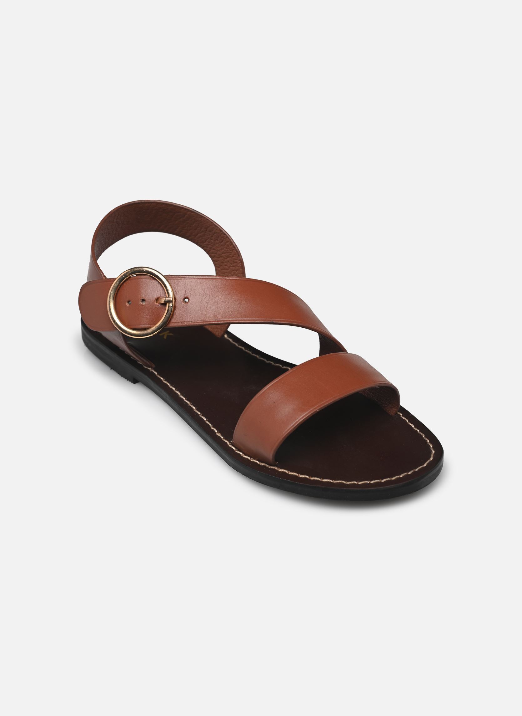 Sandales plates WELBI femme marron Jonak Sandales plates WELBI femme marron Cognac