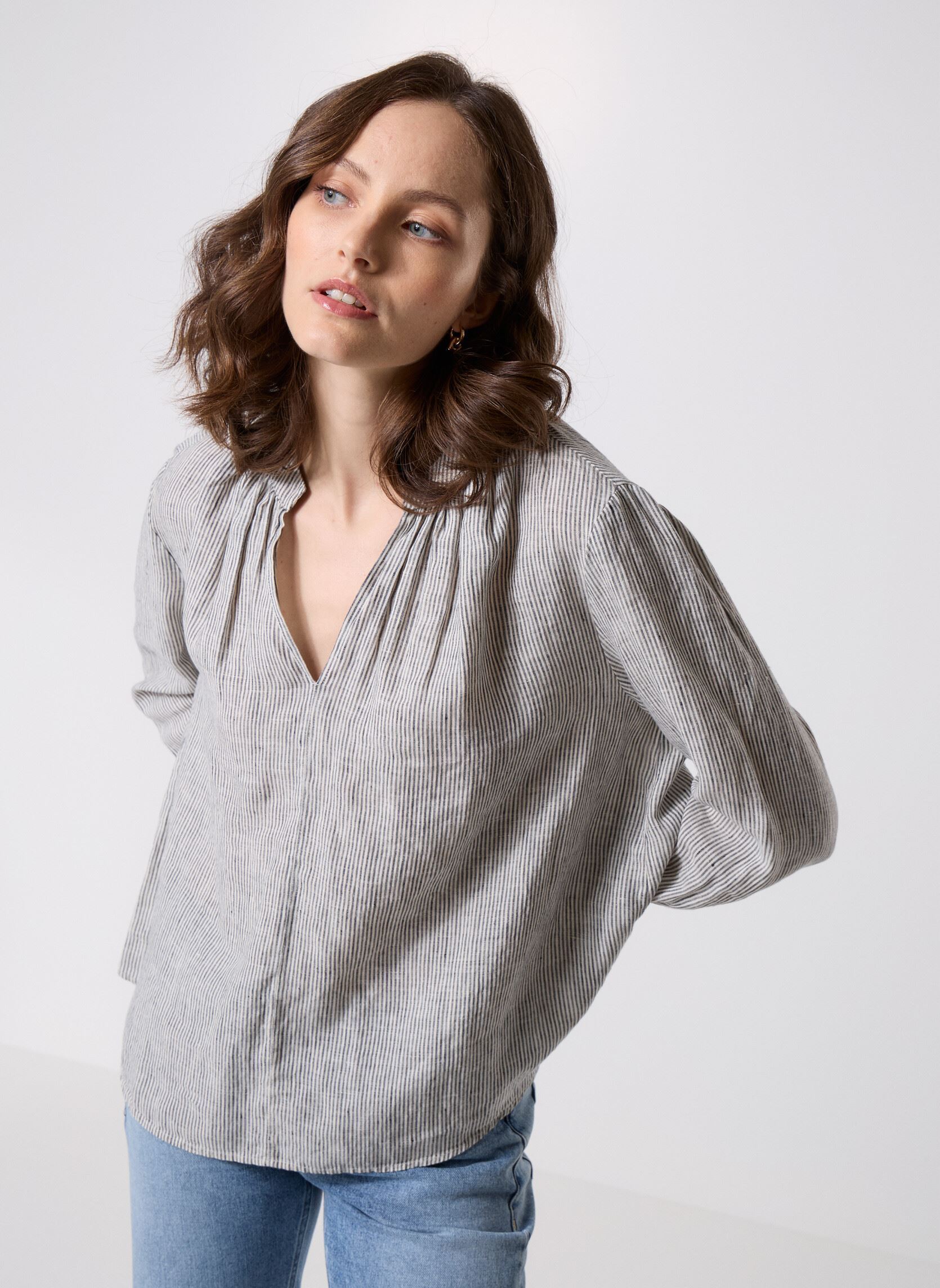 Blouse fluide à rayures - vue 1