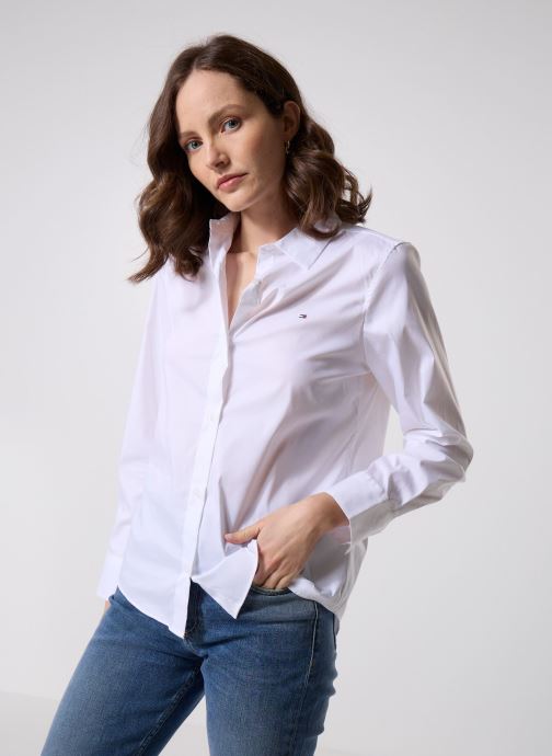 Tommy Hilfiger Chemises manches longues Ess Poplin Regular S WW0WW44084 femme blanc