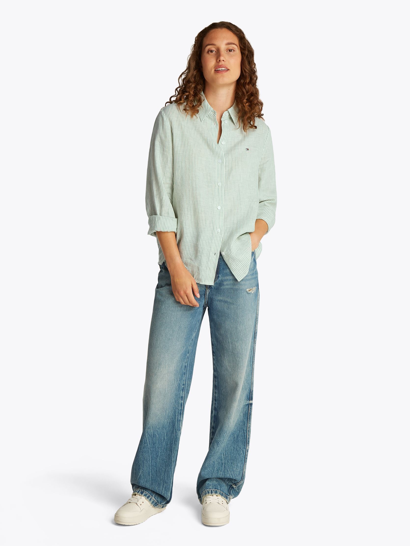 Langarm-Hemden Ess Linen Relaxed Sh WW0WW44679 damen grün Tommy Hilfiger Langarm-Hemden Ess Linen Relaxed Sh WW0WW44679 damen grün CLASSIC ITHACA/ FORT GREEN
