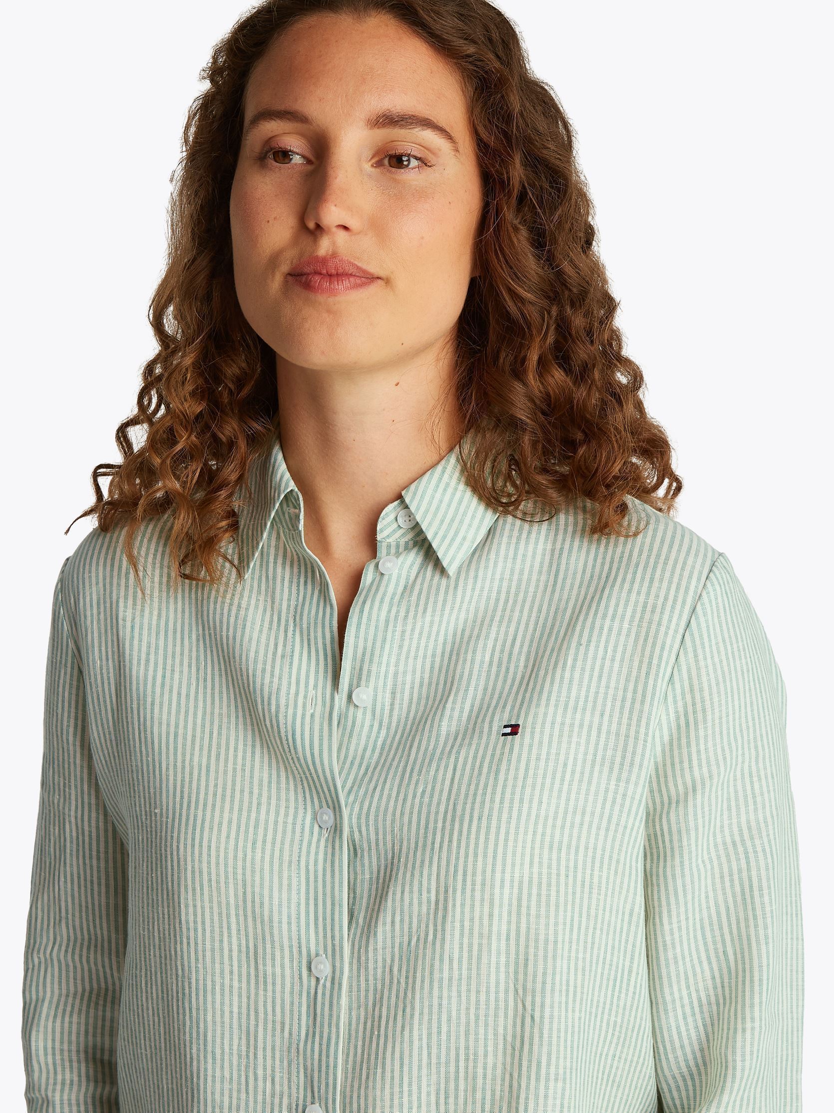 Langarm-Hemden Ess Linen Relaxed Sh WW0WW44679 damen grün Tommy Hilfiger Langarm-Hemden Ess Linen Relaxed Sh WW0WW44679 damen grün CLASSIC ITHACA/ FORT GREEN