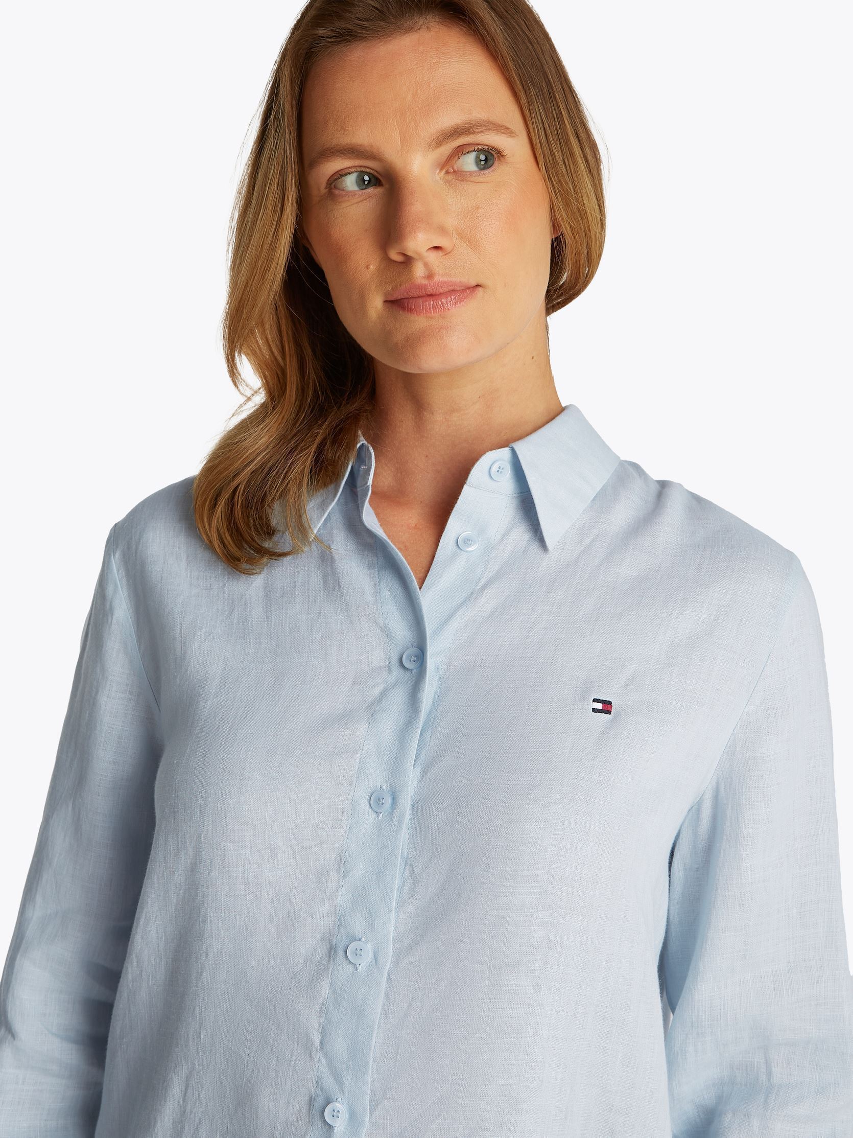 Chemises manches longues Ess Linen Relaxed Sh WW0WW44679 femme bleu Tommy Hilfiger Chemises manches longues Ess Linen Relaxed Sh WW0WW44679 femme bleu BREEZY BLUE