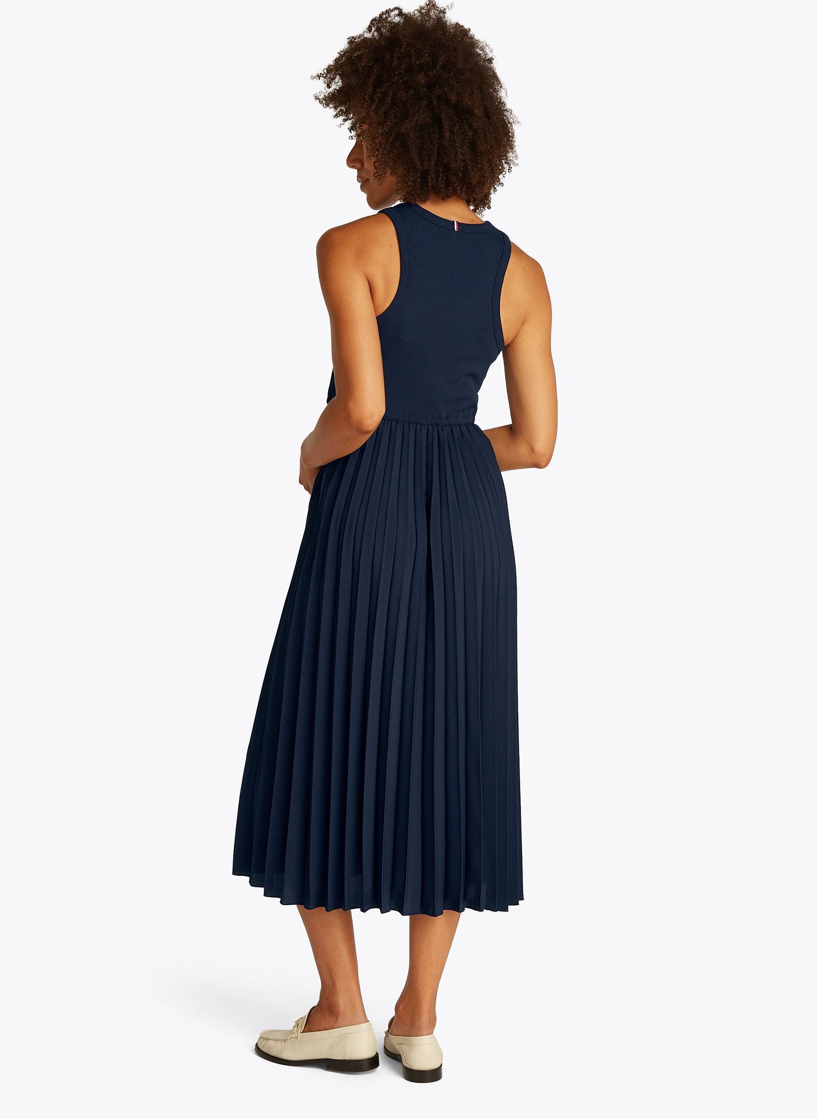 Kleider Rib Tank Pleated Dre WW0WW39342 damen blau Tommy Hilfiger Kleider Rib Tank Pleated Dre WW0WW39342 damen blau DARK NIGHT NAVY